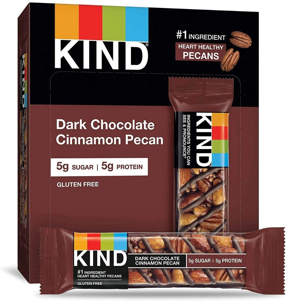 KIND Bars, Dark Chocolate Cinnamon Pecan, 1.4oz (Pack of 12)