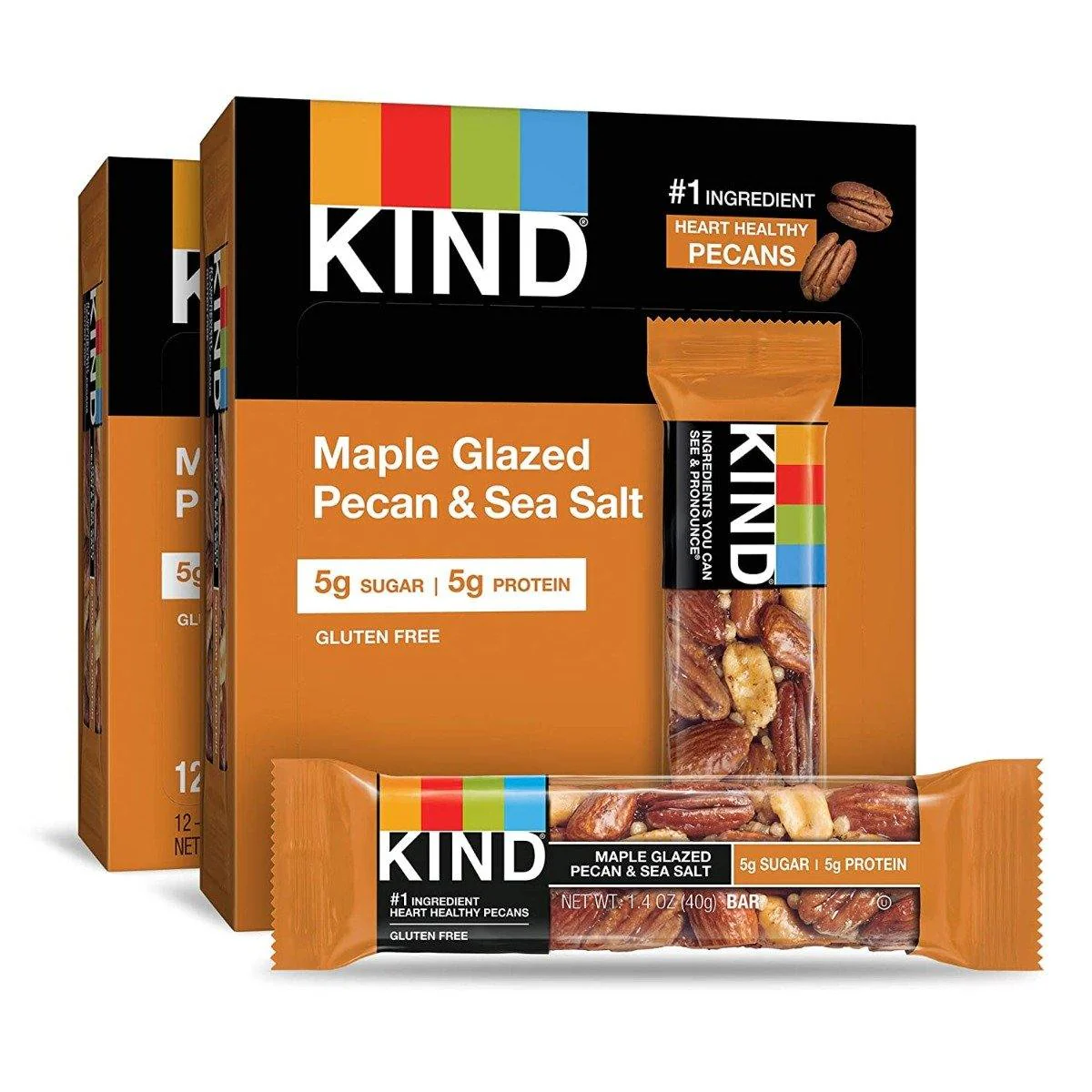 KIND Bars, Maple Glazed Pecan & Sea Salt, 1.4oz (Pack of 12)
