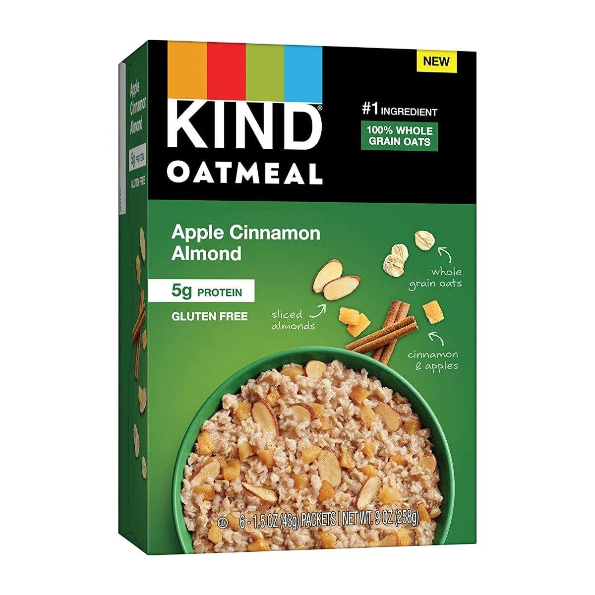 KIND Oatmeal, Apple Cinnamon Almond, 9oz (Pack of 5)