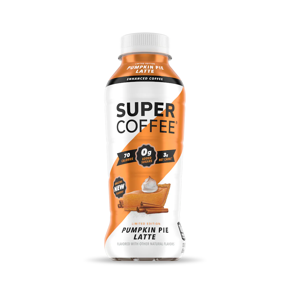 Super Coffee Pumpkin Pie Latte, 10g Protein, Lactose, Soy, Gluten Free, 12 oz (Pack of 12)