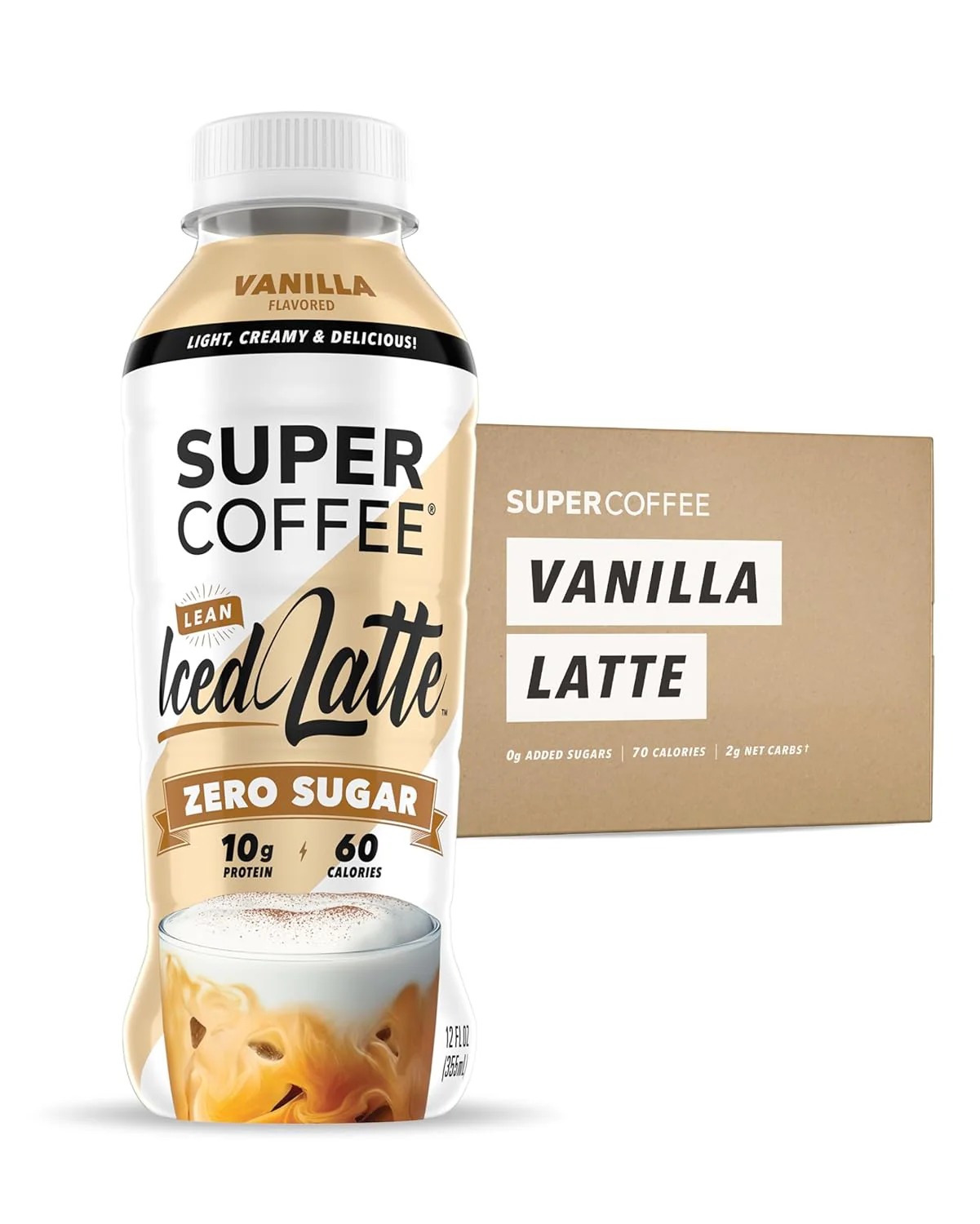 Super Coffee, Vanilla Latte, 12oz (Pack of 12)