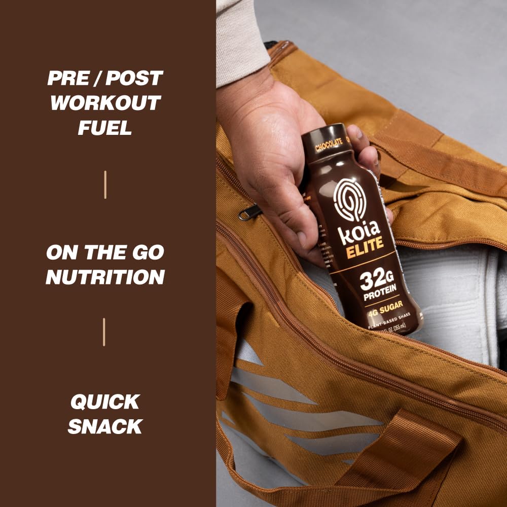 Koia ELITE Plant Based 32g Protein Shake, Chocolate, 12oz (Pack of 12) - Image 4