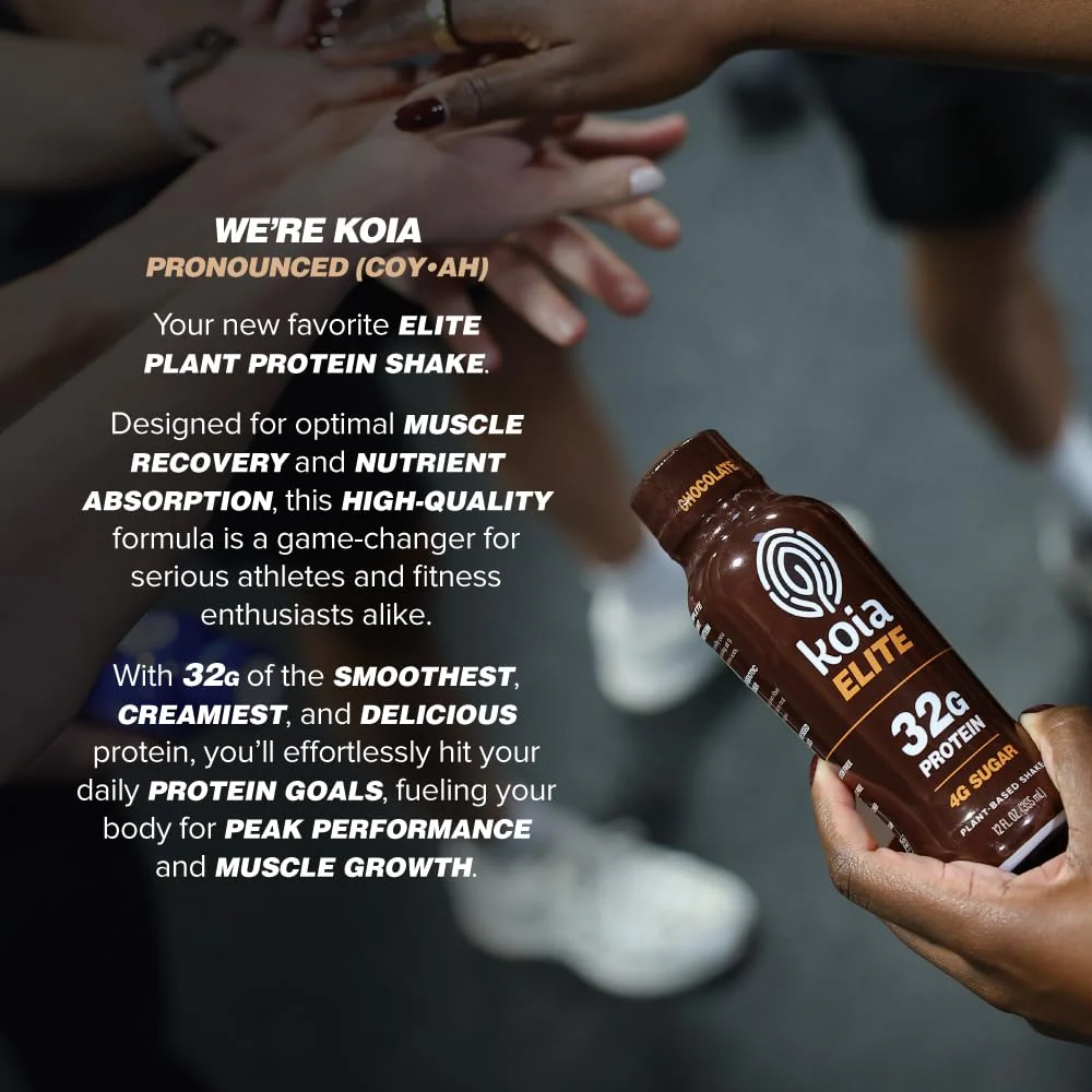 Koia ELITE Plant Based 32g Protein Shake, Chocolate, 12oz (Pack of 12) - Image 6