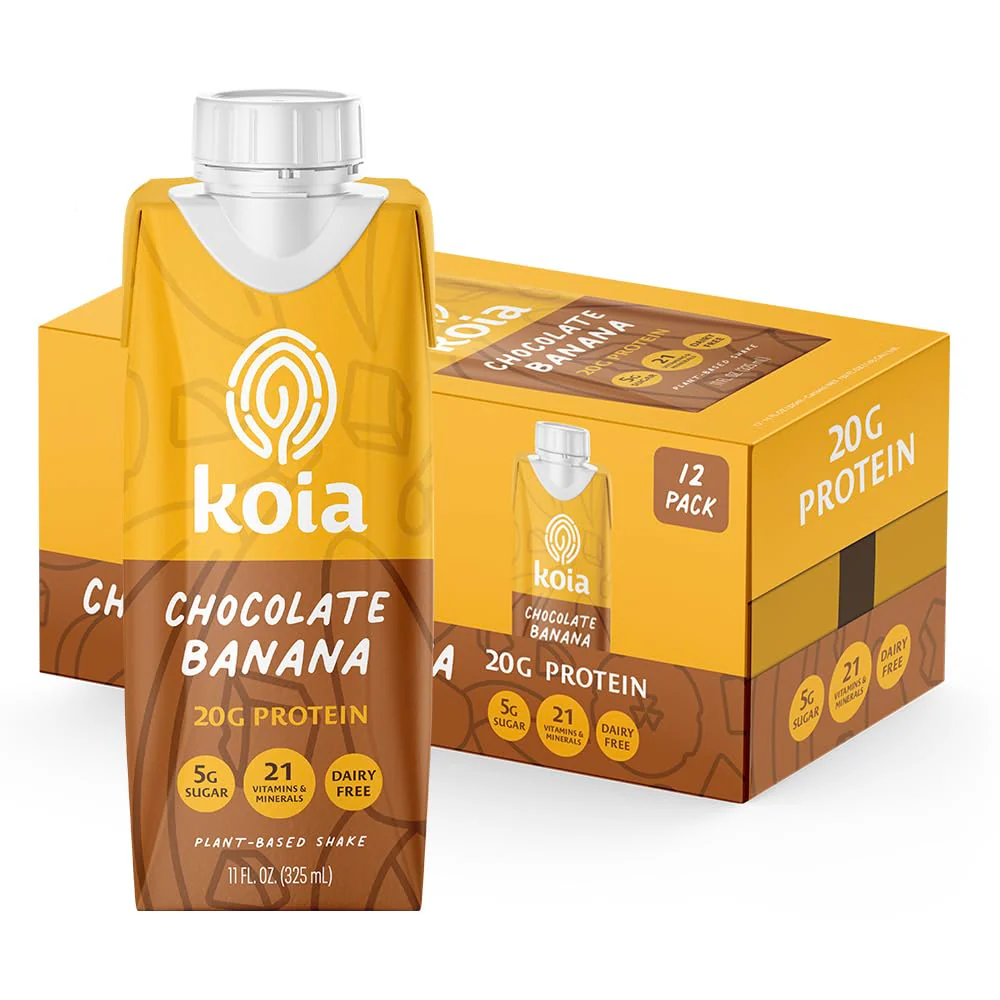 Koia Plant Based 20g Protein Shake, Chocolate Banana, 11oz (Pack of 12)