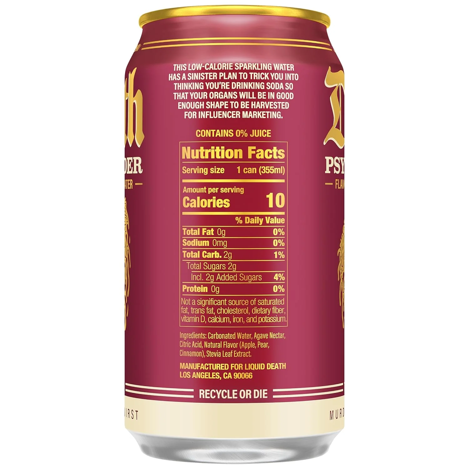 Liquid Death Flavored Sparkling Water, Psycho Cider (Apple Cinnamon), 12oz (Pack of 12) - Image 3