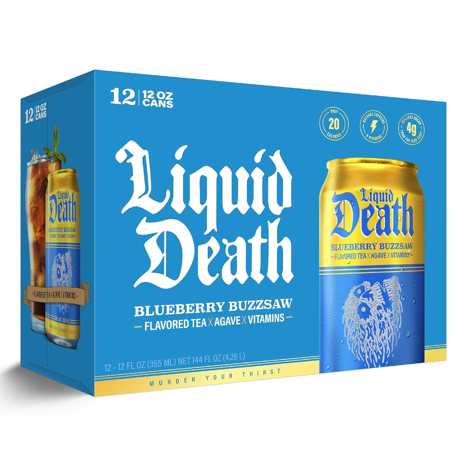 Liquid Death Iced Tea, Blueberry Buzzsaw, 12oz (Pack of 12) - Image 6