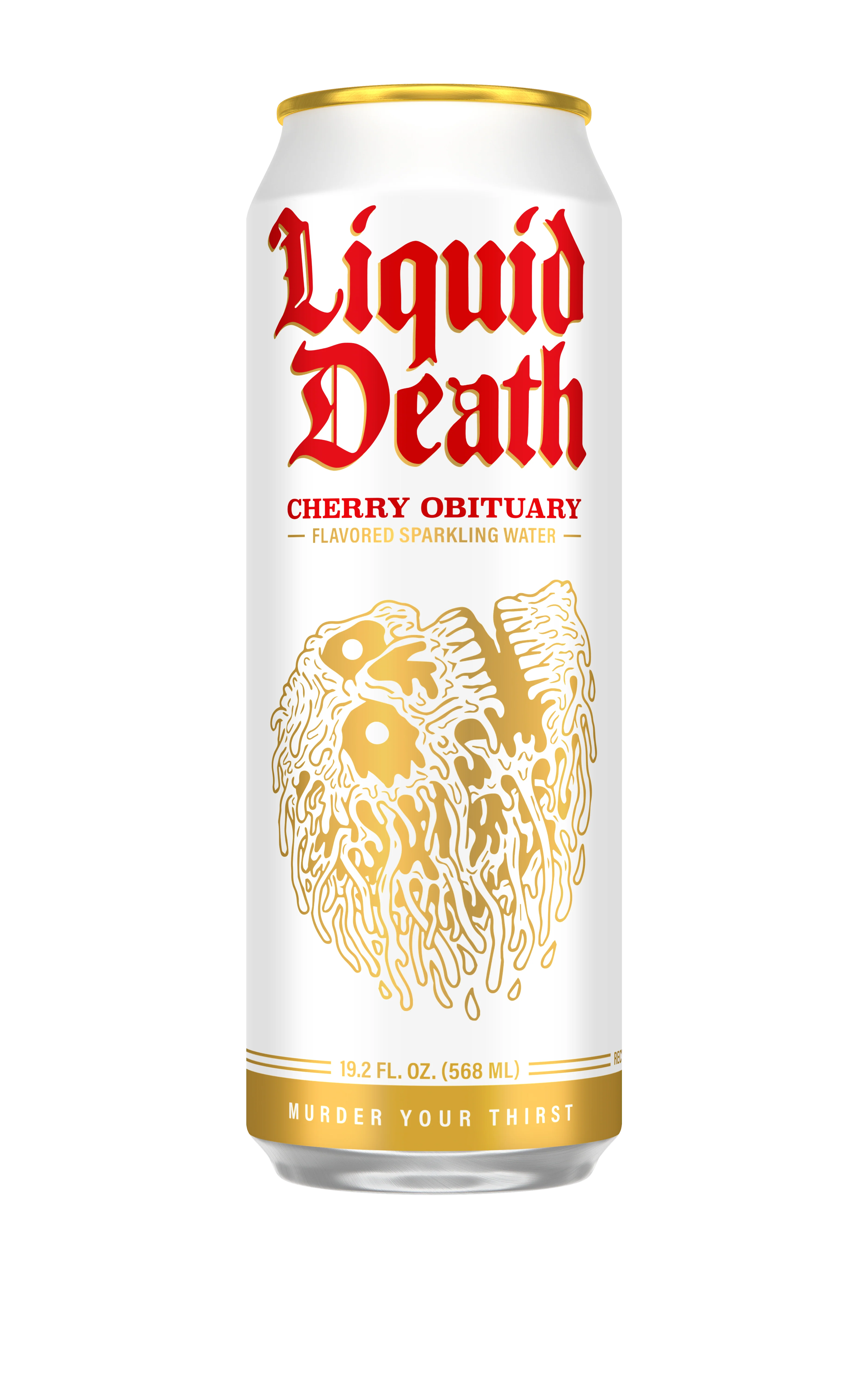 Liquid Death Sparkling Water, Cherry Obituary, 19.2oz King Size (Pack of 12)