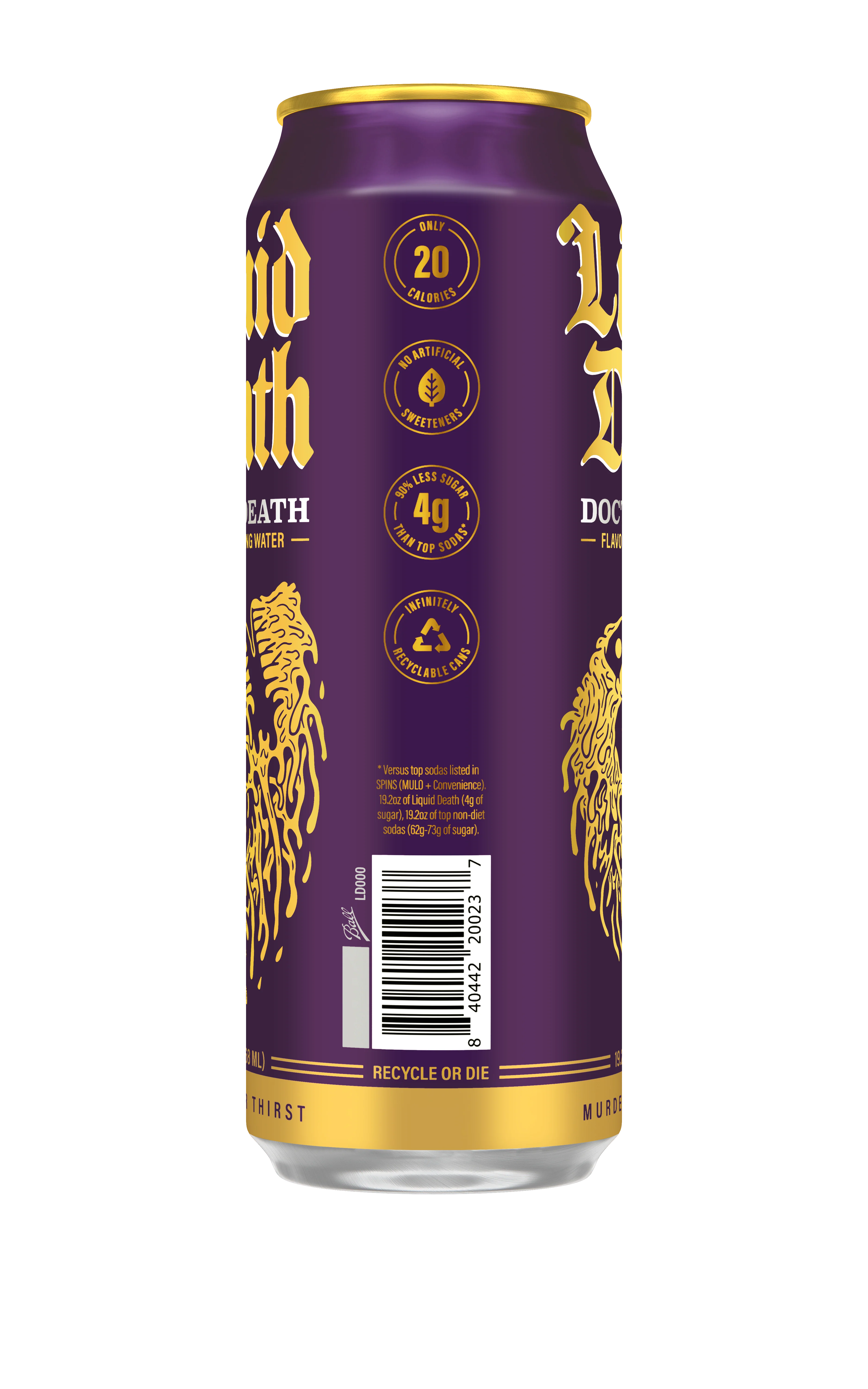 Liquid Death Sparkling Water, Doctor Death, 19.2oz King Size (Pack of 12) - Image 2