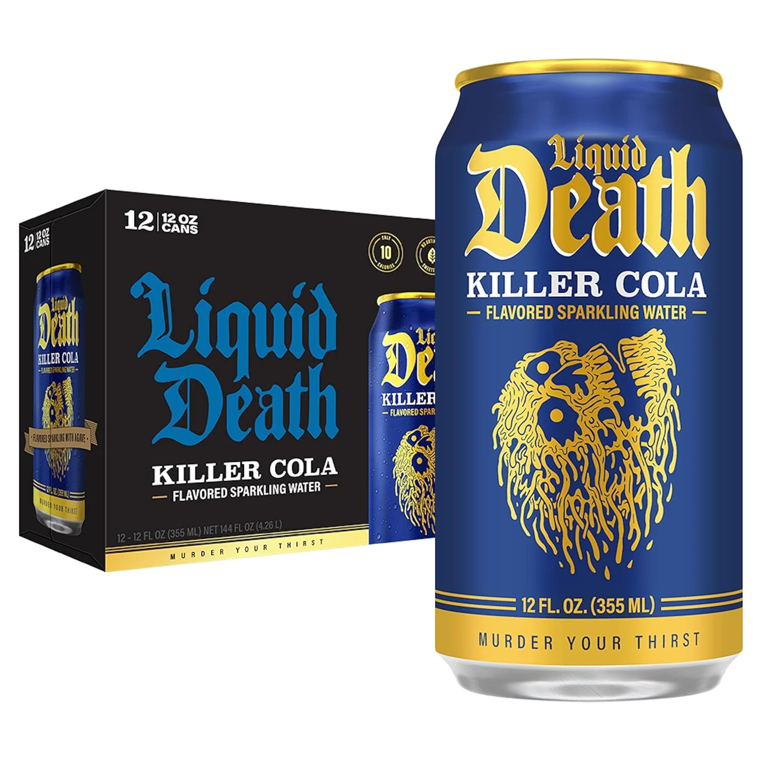 Liquid Death Sparkling Water, Killer Cola, 12oz (Pack of 12)