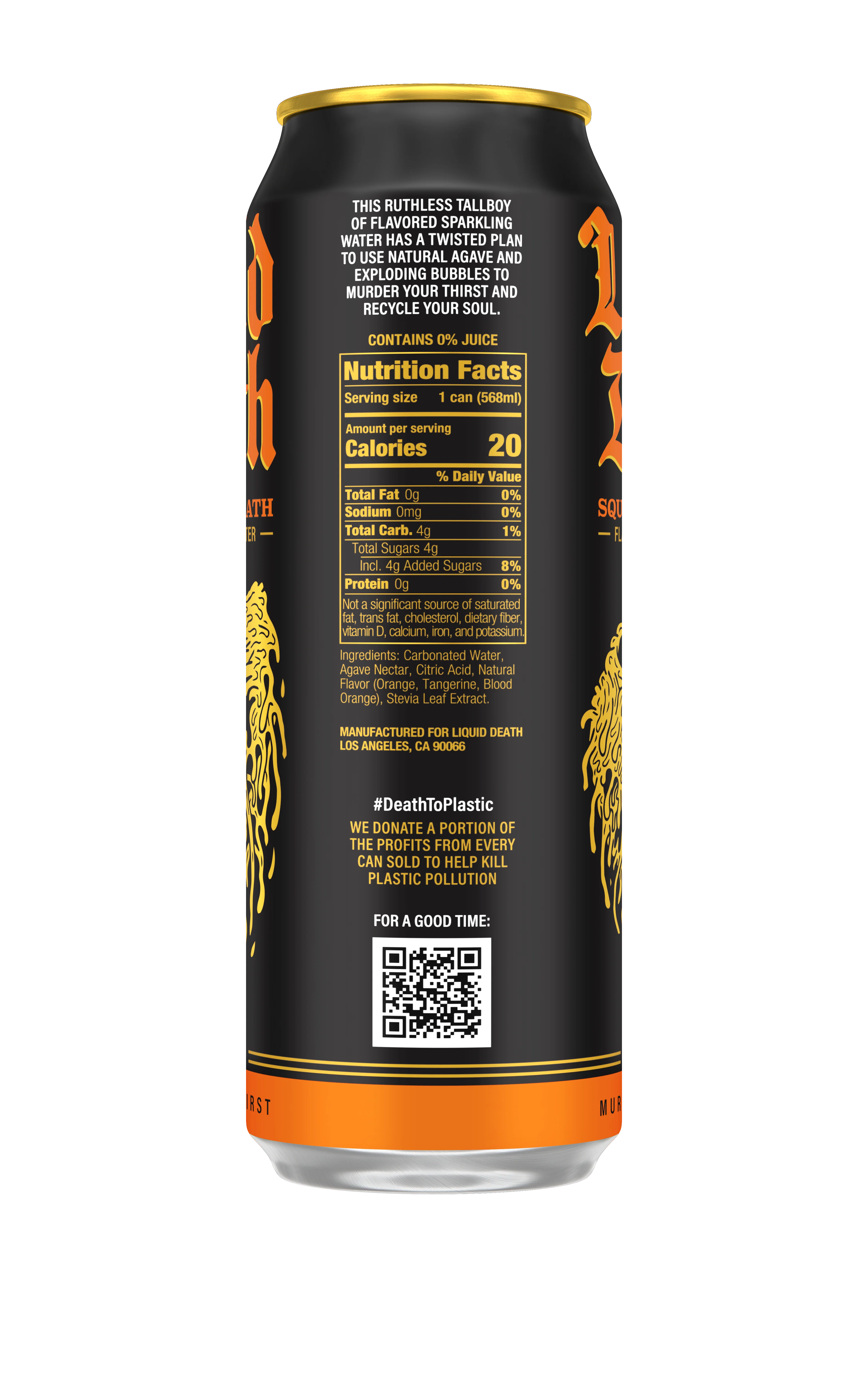 Liquid Death Sparkling Water, Squeezed to Death, 19.2oz King Size (Pack of 12) - Image 4