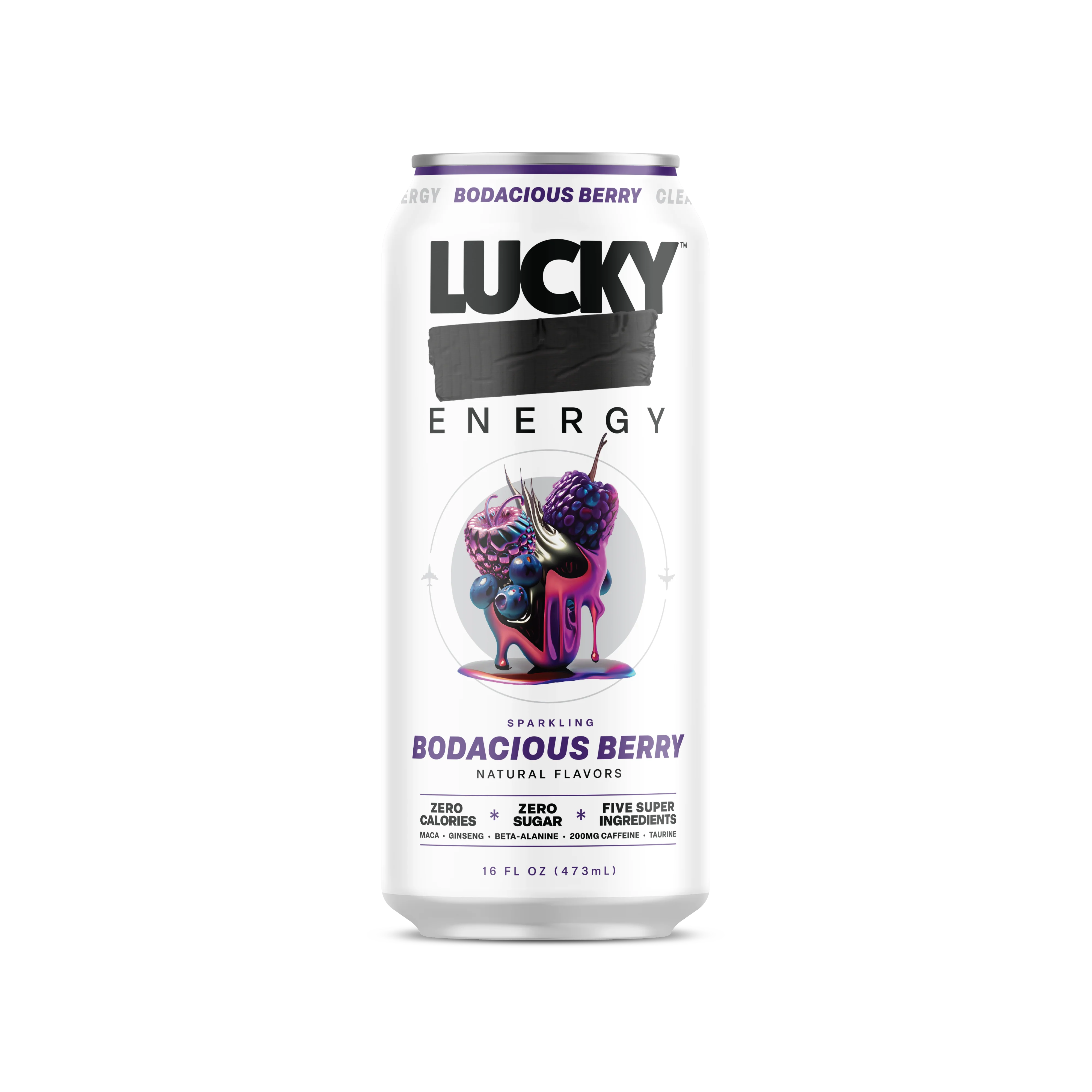 Lucky Energy Sparkling Energy Drink, Bodacious Berry, 16oz (Pack of 12) - Image 3
