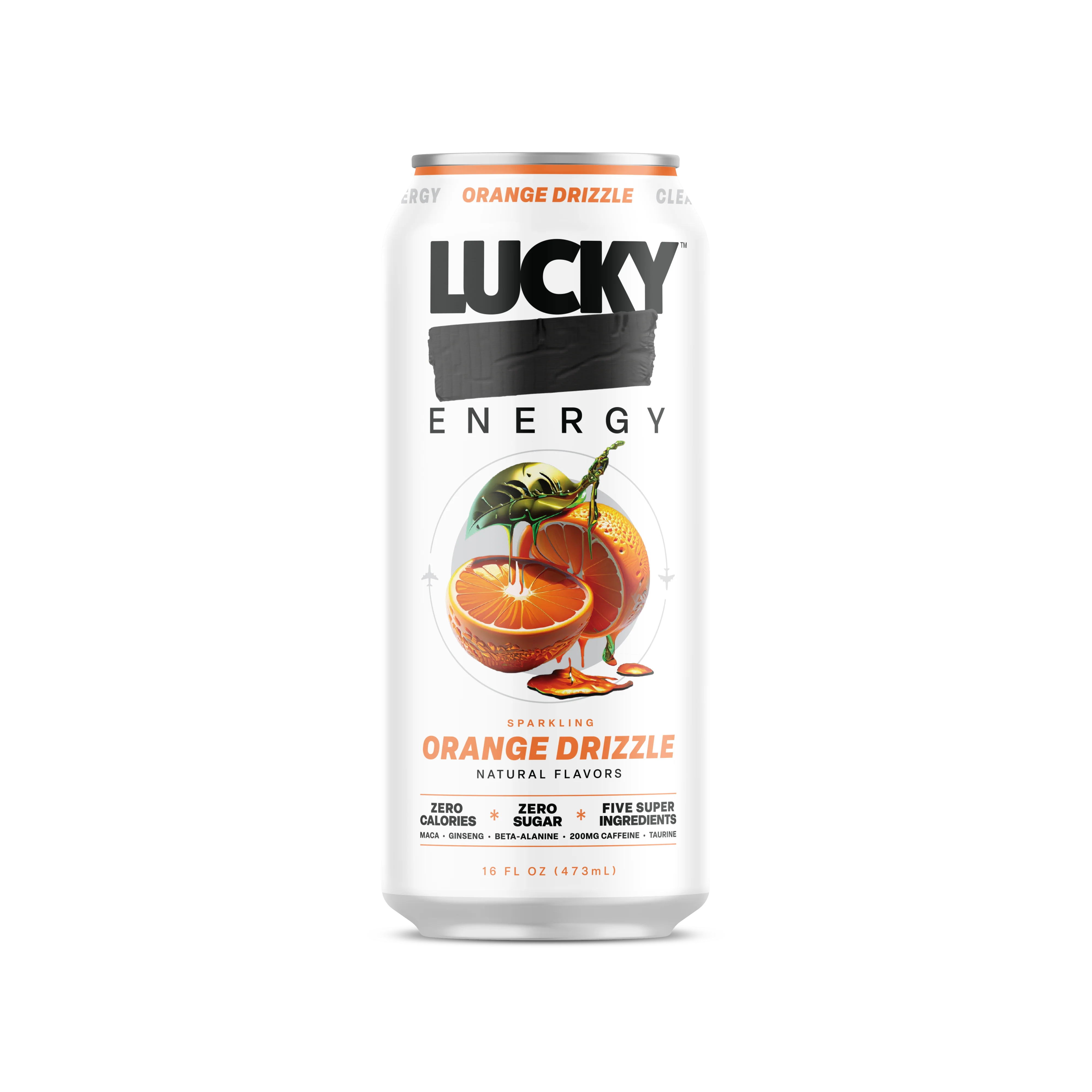 Lucky Energy Sparkling Energy Drink, Orange Drizzle, 16oz (Pack of 12) - Image 3