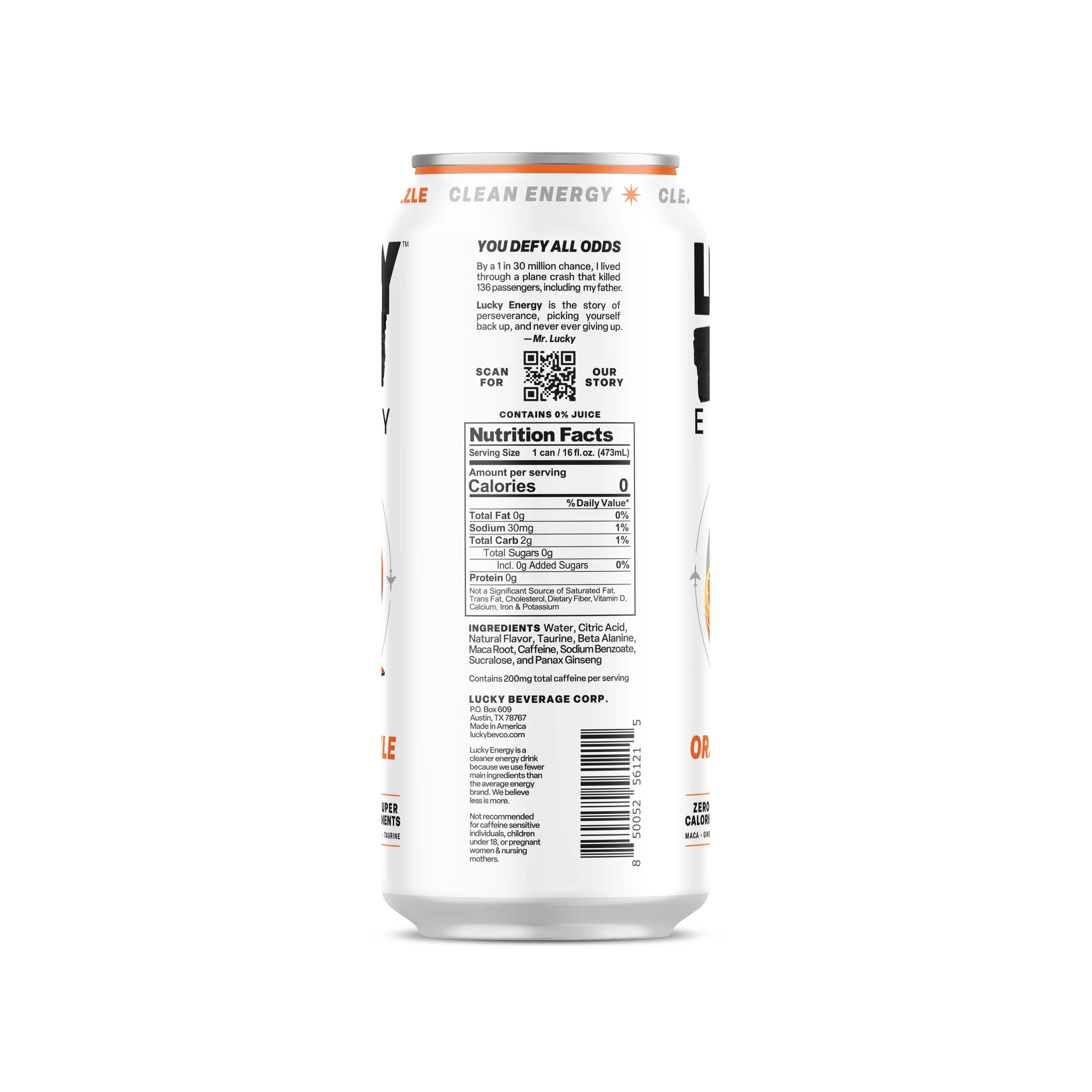 Lucky Energy Sparkling Energy Drink, Orange Drizzle, 16oz (Pack of 12) - Image 4