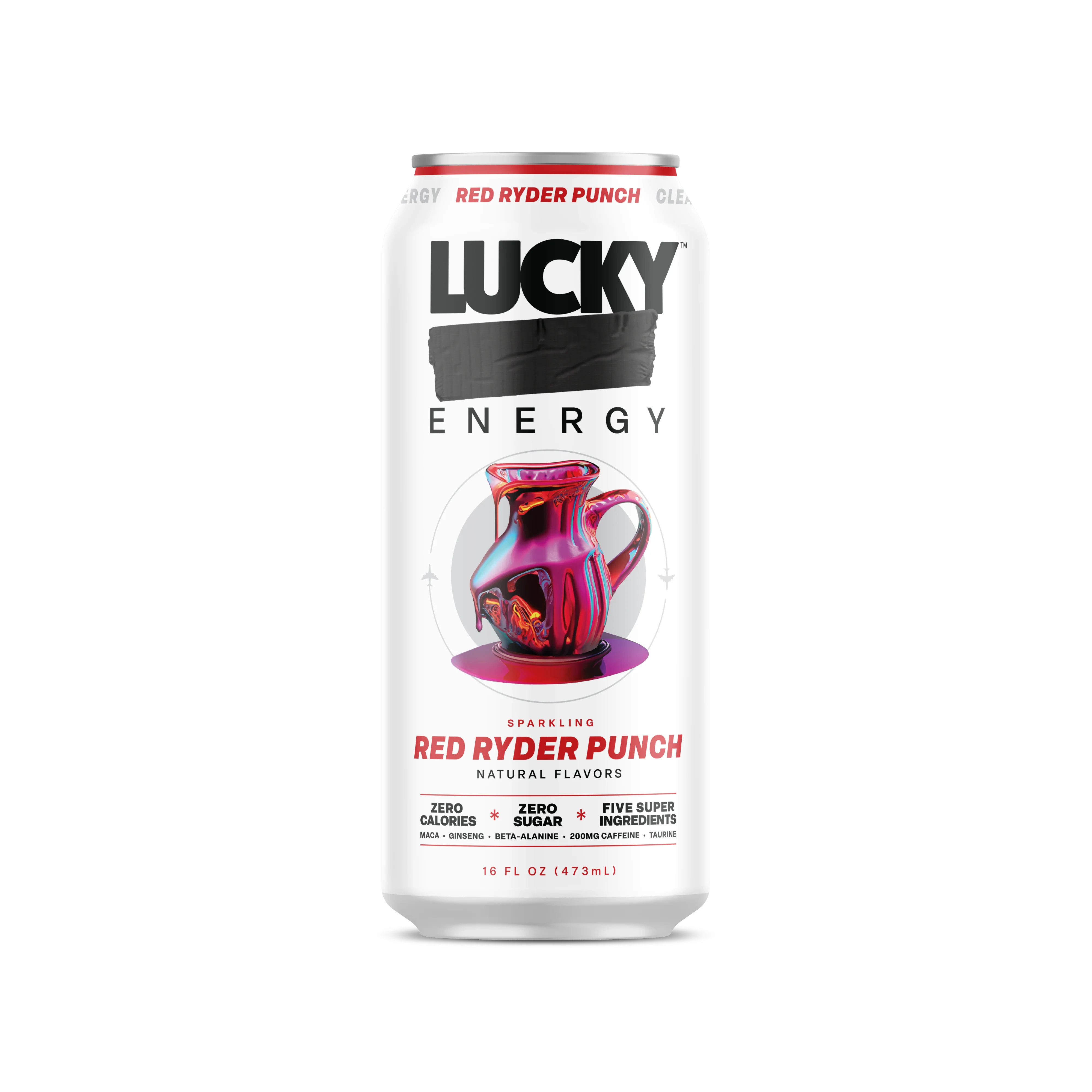 Lucky Energy Sparkling Energy Drink, Red Ryder Punch, 16oz (Pack of 12) - Image 3