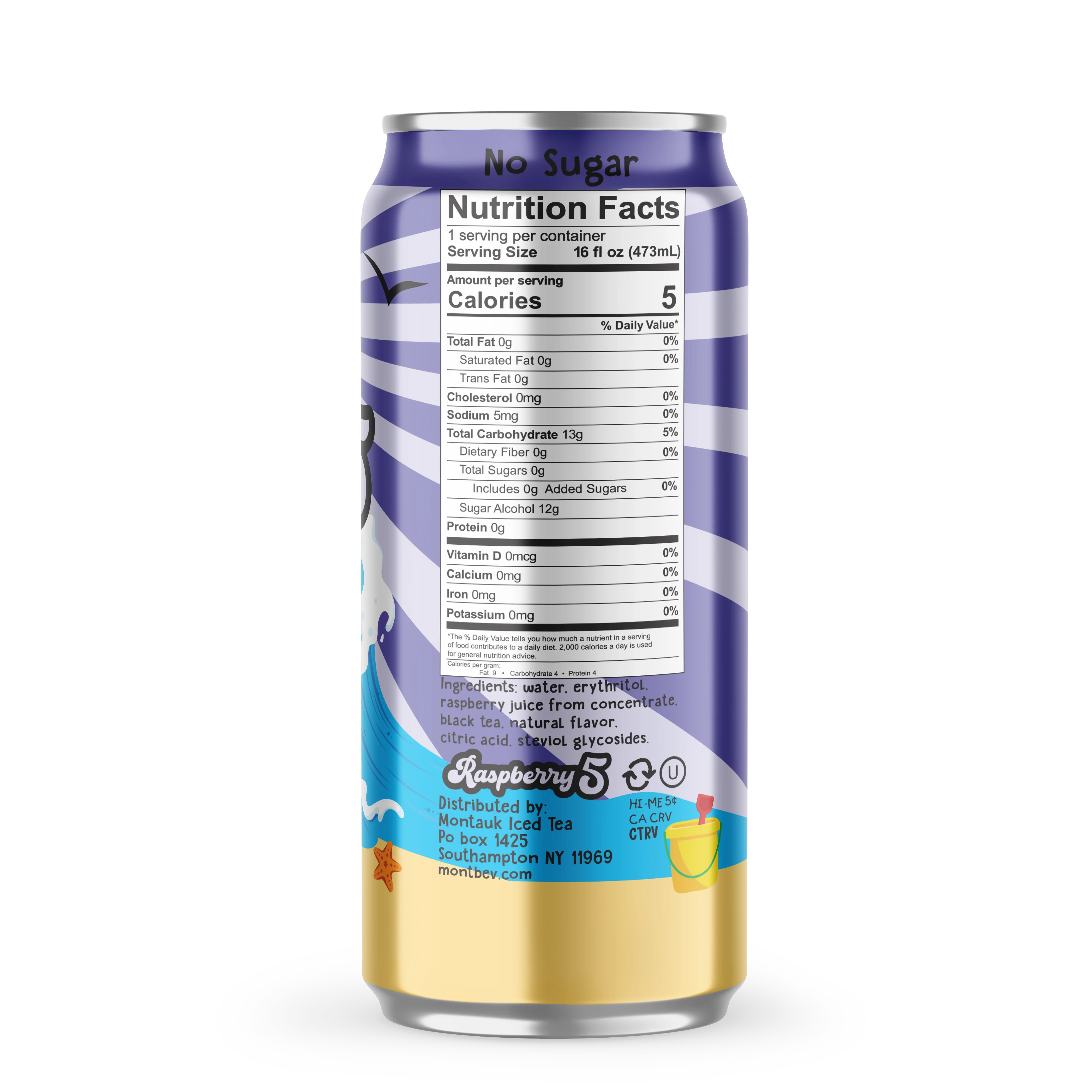 Montauk Premium Iced Tea, Raspberry 5, 16oz Can - Image 2