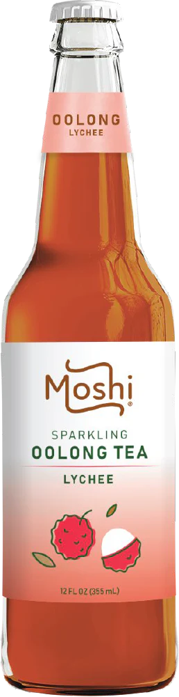 Moshi Sparkling Oolong Tea, Lychee, 12oz (Pack of 12)