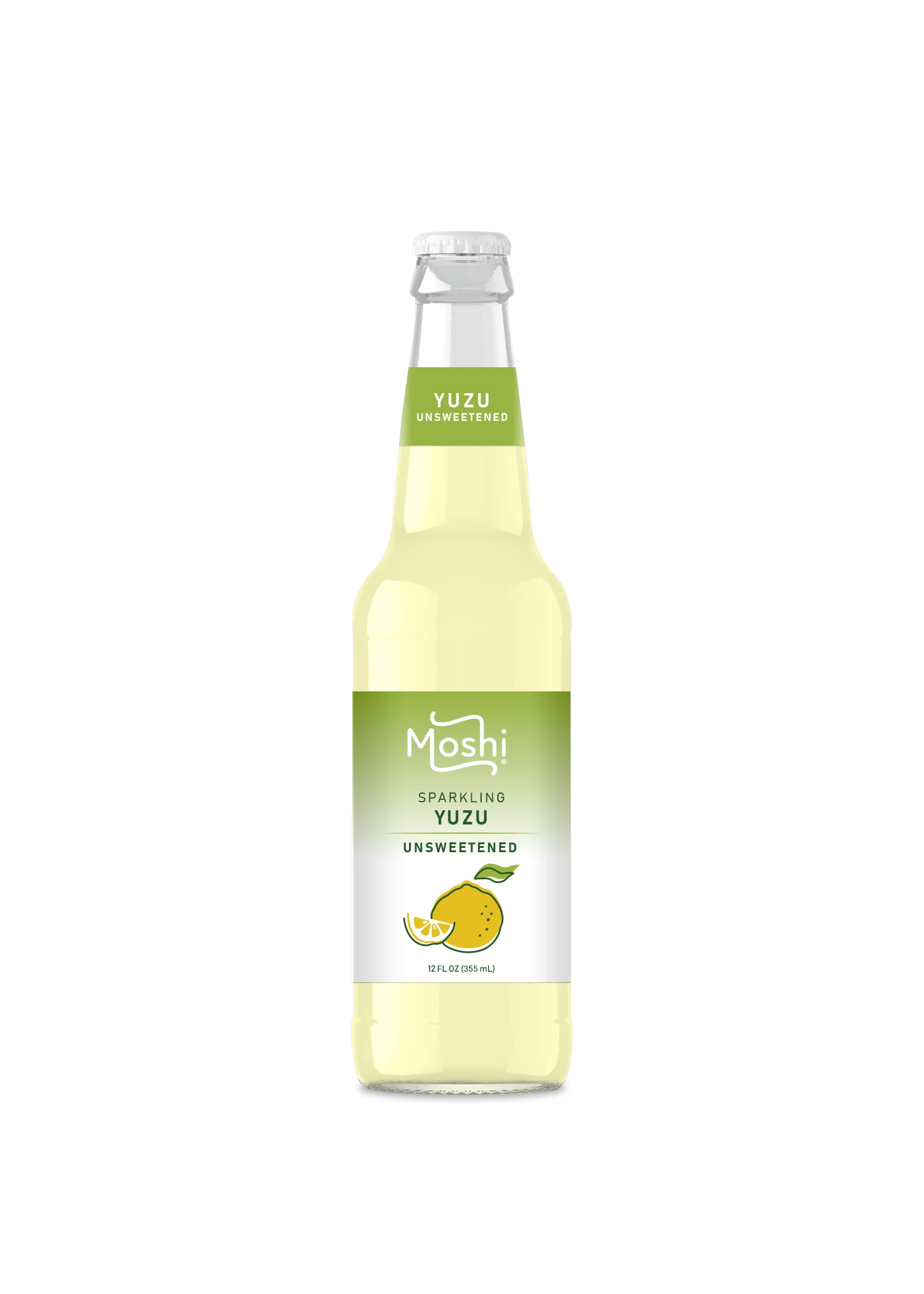 Moshi Yuzu Sparkling Drink, Unsweetened Sparkling Water, 12oz (Pack of 12)