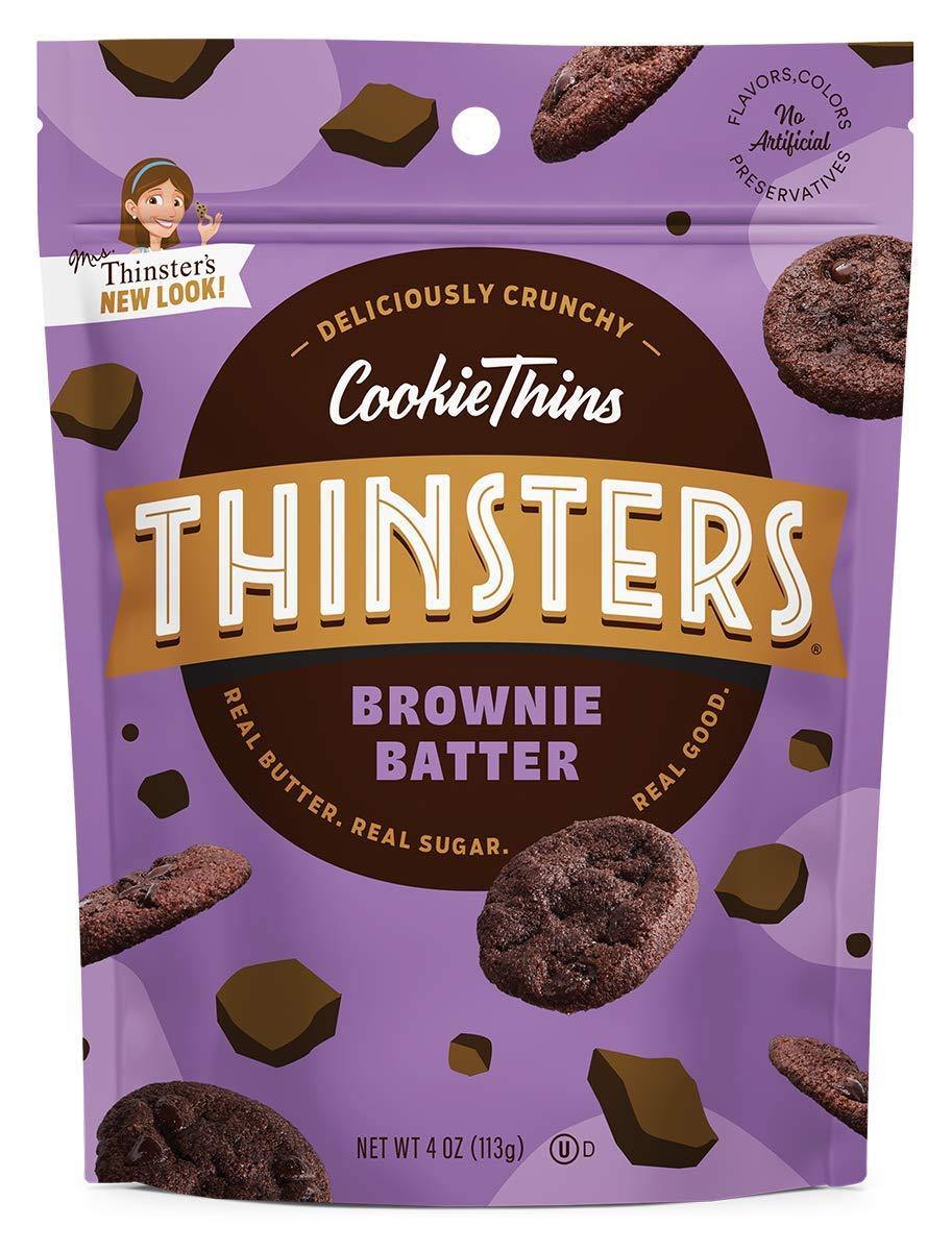 Mrs. Thinster's Cookie Thins, Brownie Batter, 4 Ounce (Pack of 12)