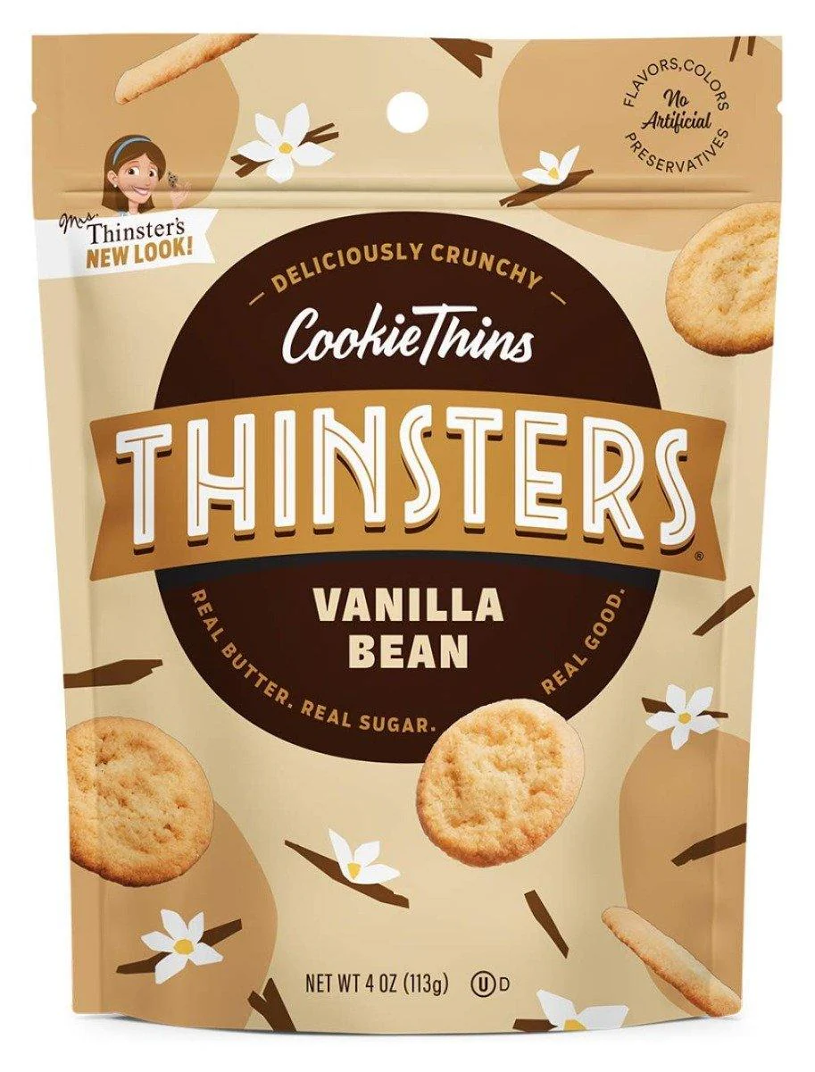 Mrs. Thinster's Cookie Thins, Cake Batter/Vanilla Bean, 4 Ounce (Pack of 12)
