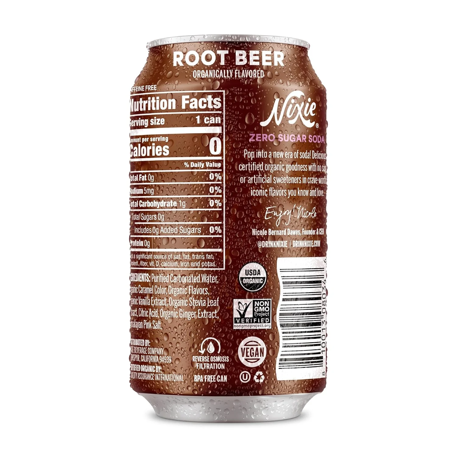 Nixie Organic Zero Sugar Soda, Root Beer, 12oz (Pack of 12) - Image 3