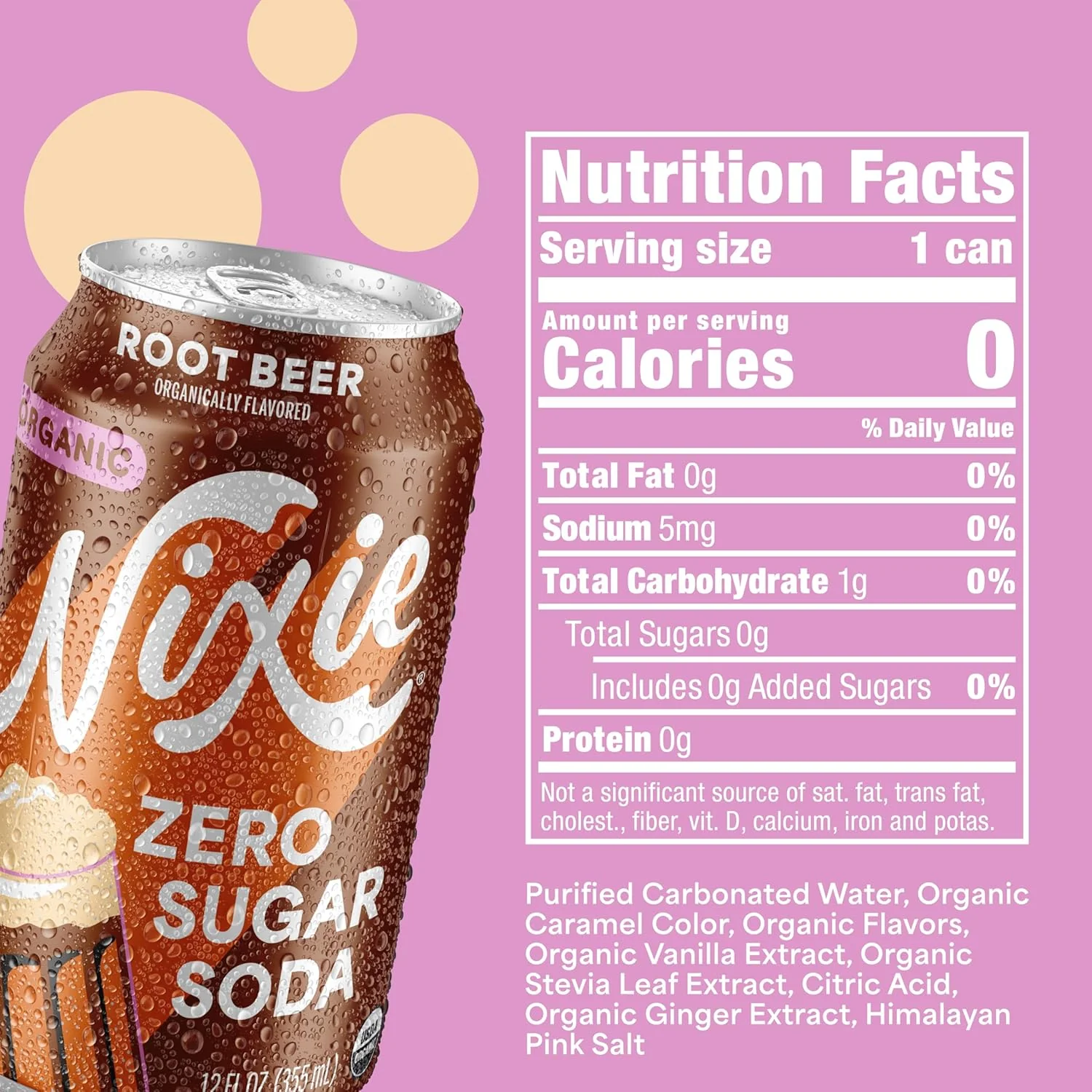 Nixie Organic Zero Sugar Soda, Root Beer, 12oz (Pack of 12) - Image 4