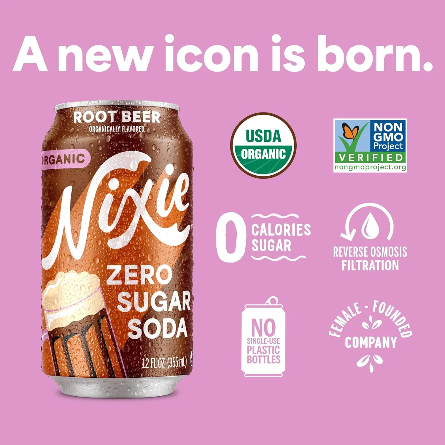 Nixie Organic Zero Sugar Soda, Root Beer, 12oz (Pack of 12) - Image 5