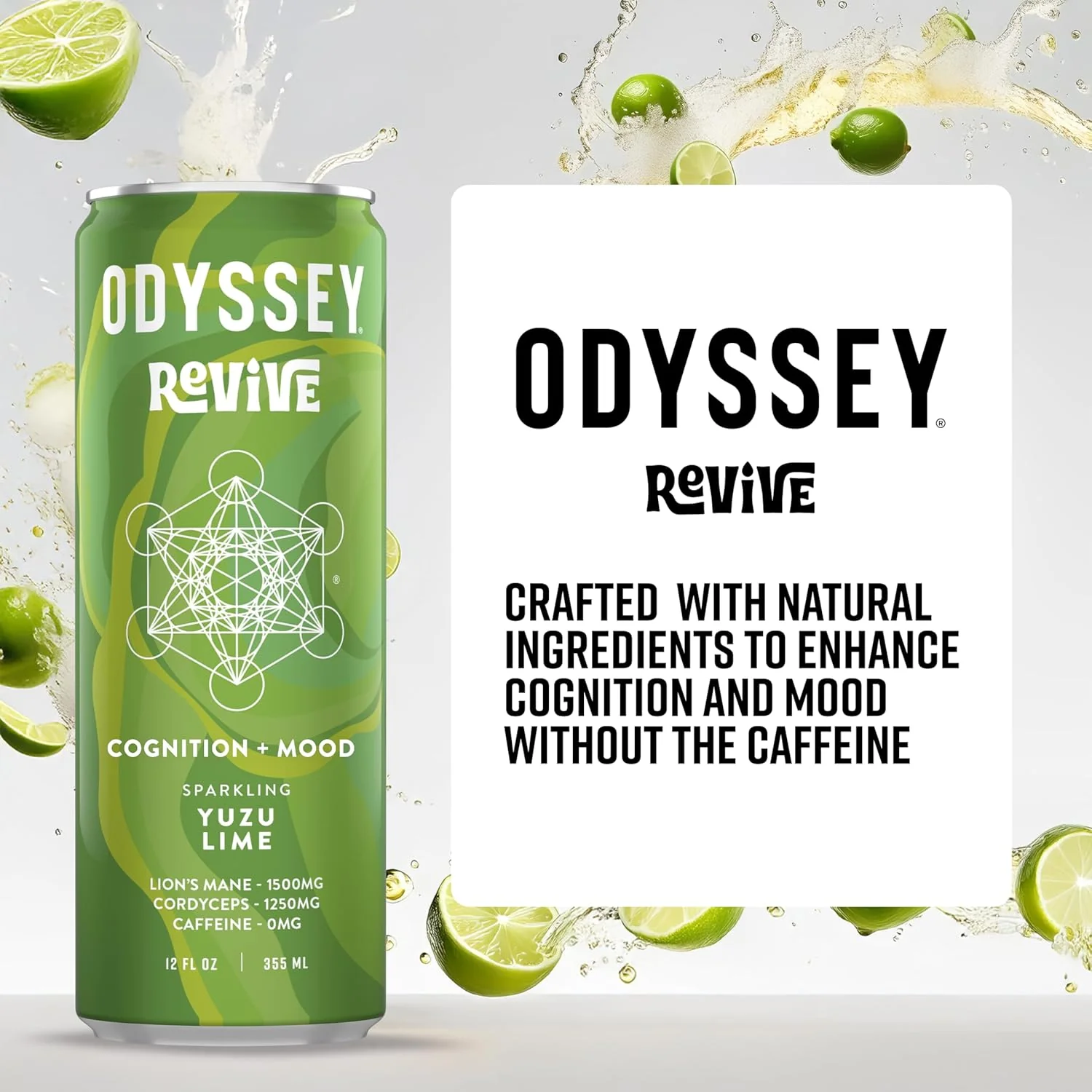 Odyssey REVIVE Sparkling Energy Drink, Yuzu Lime, 12oz (Pack of 12) - Image 3