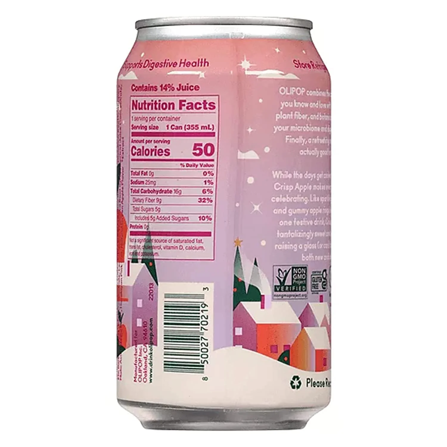 Olipop Sparkling Tonic Prebiotic Drink, Apple Crisp, 12oz (Pack of 12) - Image 2