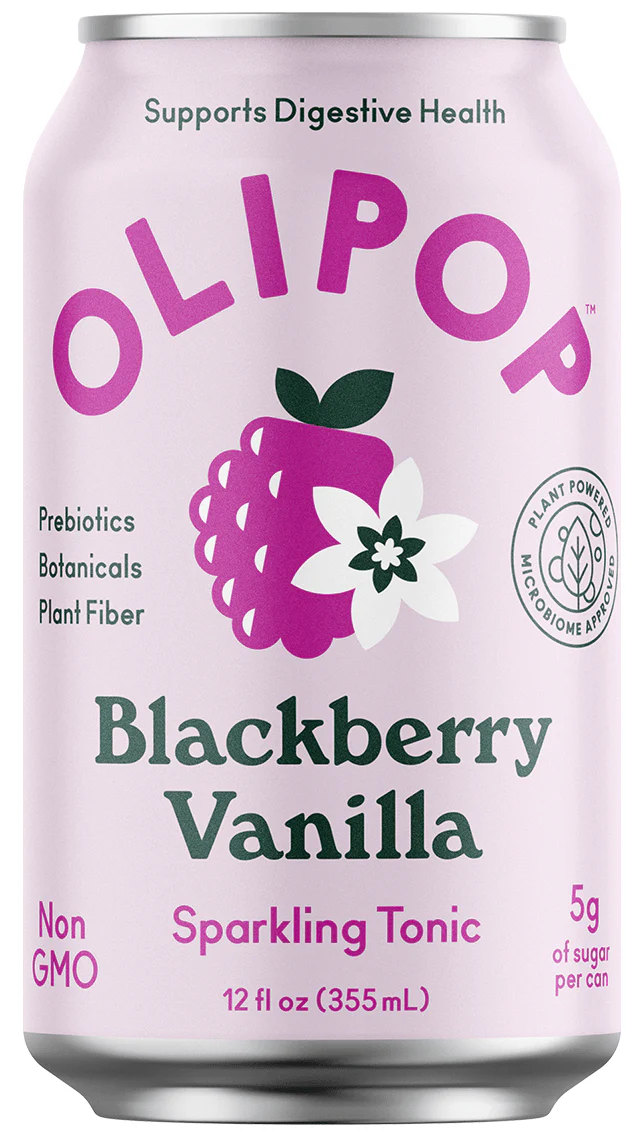 Olipop Sparkling Tonic Prebiotic Drink, Blackberry Vanilla, 12oz (Pack of 12)