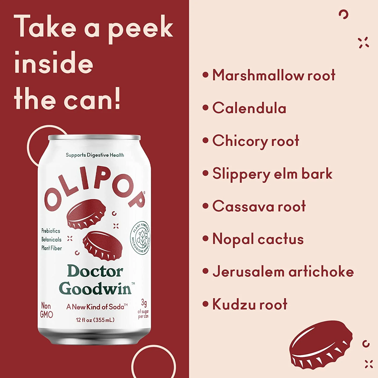 Olipop Sparkling Prebiotic Soda, Doctor Goodwin, 12oz (Pack of 12) - Image 4