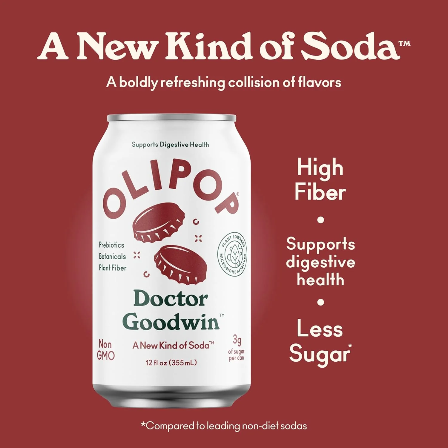 Olipop Sparkling Prebiotic Soda, Doctor Goodwin, 12oz (Pack of 12) - Image 7