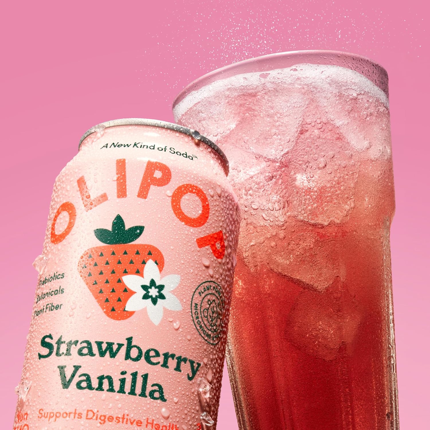 Olipop Sparkling Prebiotic Soda, Strawberry Vanilla, 12oz (Pack of 12) - Image 4