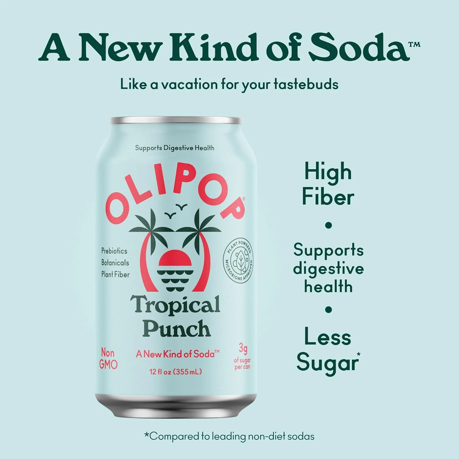 Olipop Sparkling Prebiotic Soda, Tropical Punch, 12oz (Pack of 12) - Image 4