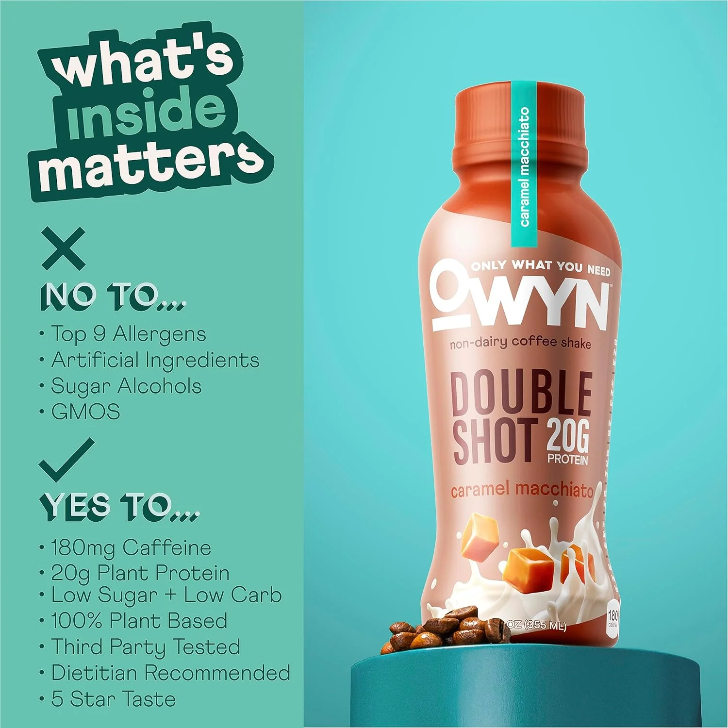 OWYN Non-Dairy Coffee Shake 20g Protein, Double Shot Three Flavor Variety, 12oz (Pack of 12) - Image 4