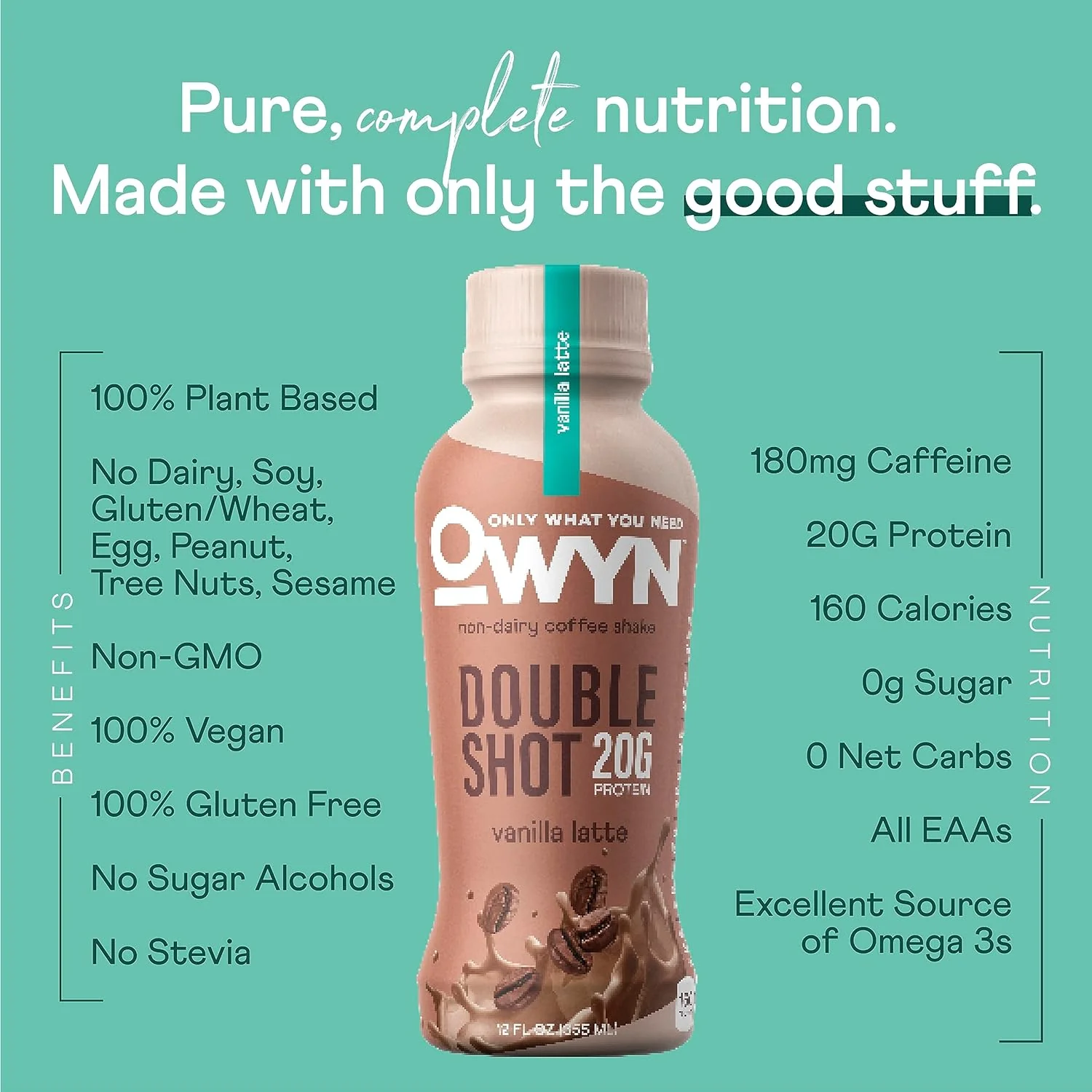 OWYN Non-Dairy Coffee Shake 20g Protein, Double Shot Three Flavor Variety, 12oz (Pack of 12) - Image 6