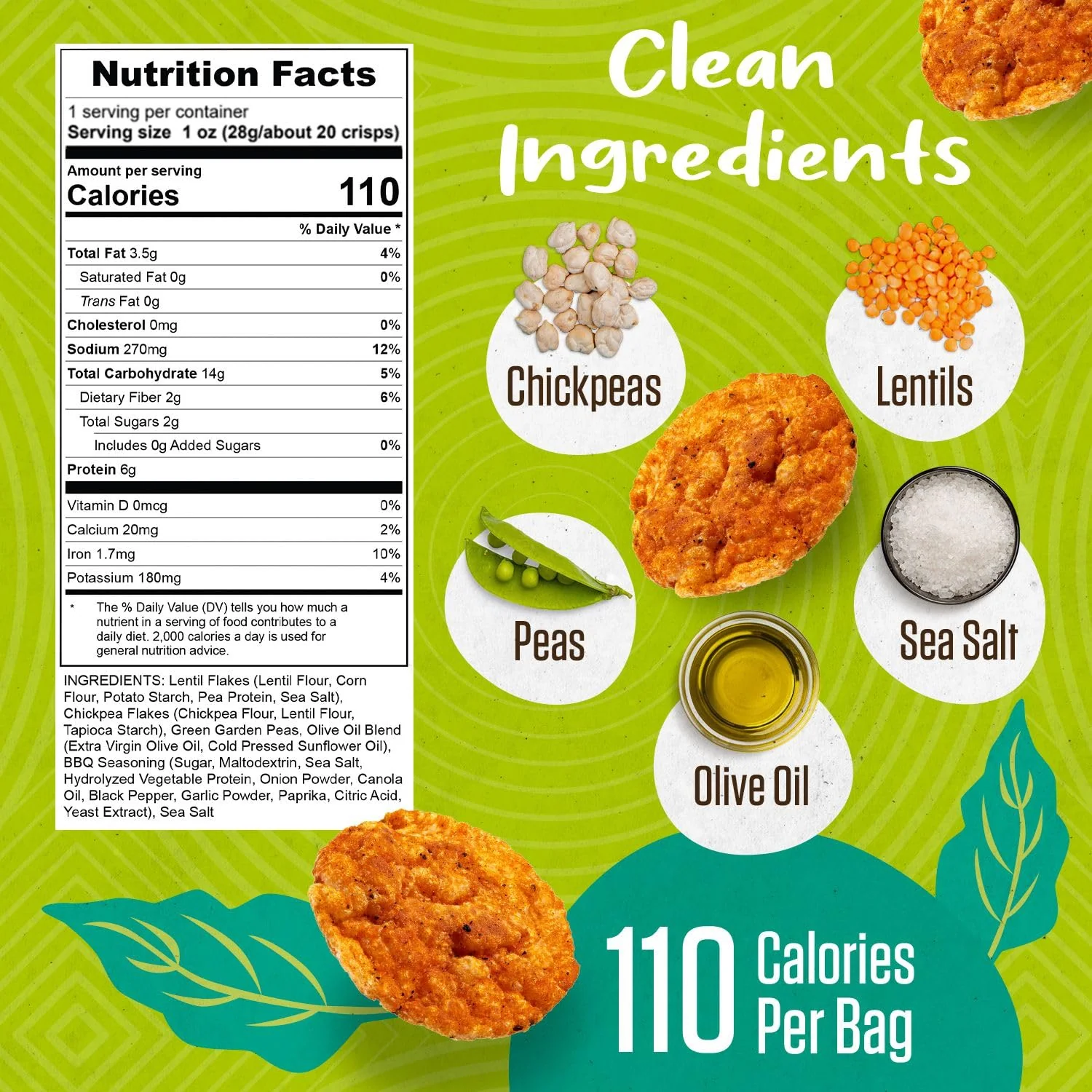 PeaKaPop Veggie Popped Chips, BBQ, 1oz (Pack of 20) - Image 2