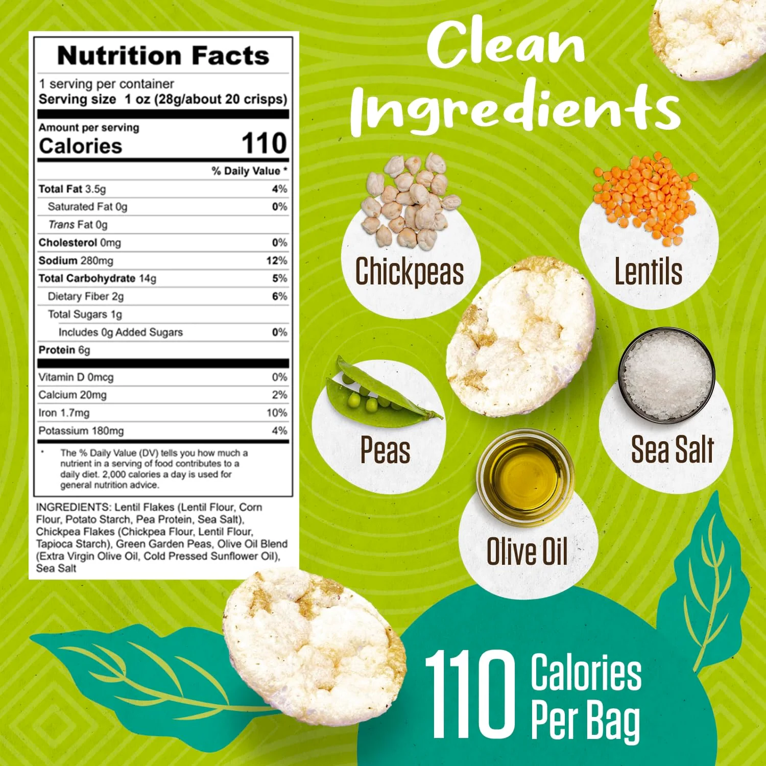 PeaKaPop Veggie Popped Chips, Sea Salt, 1oz (Pack of 20) - Image 2