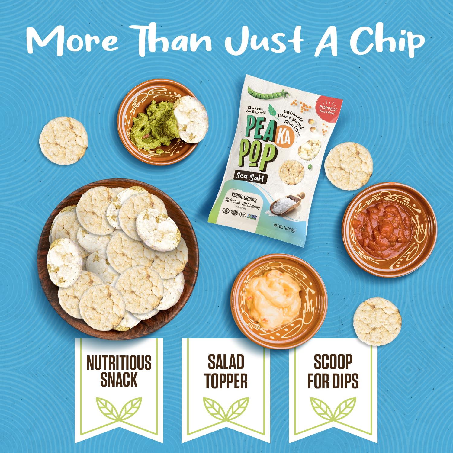 PeaKaPop Veggie Popped Chips, Sea Salt, 1oz (Pack of 20) - Image 3