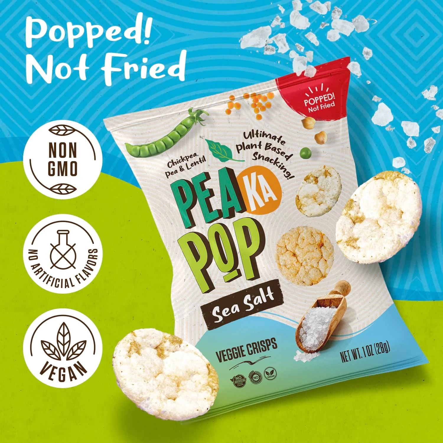 PeaKaPop Veggie Popped Chips, Sea Salt, 1oz (Pack of 20) - Image 5