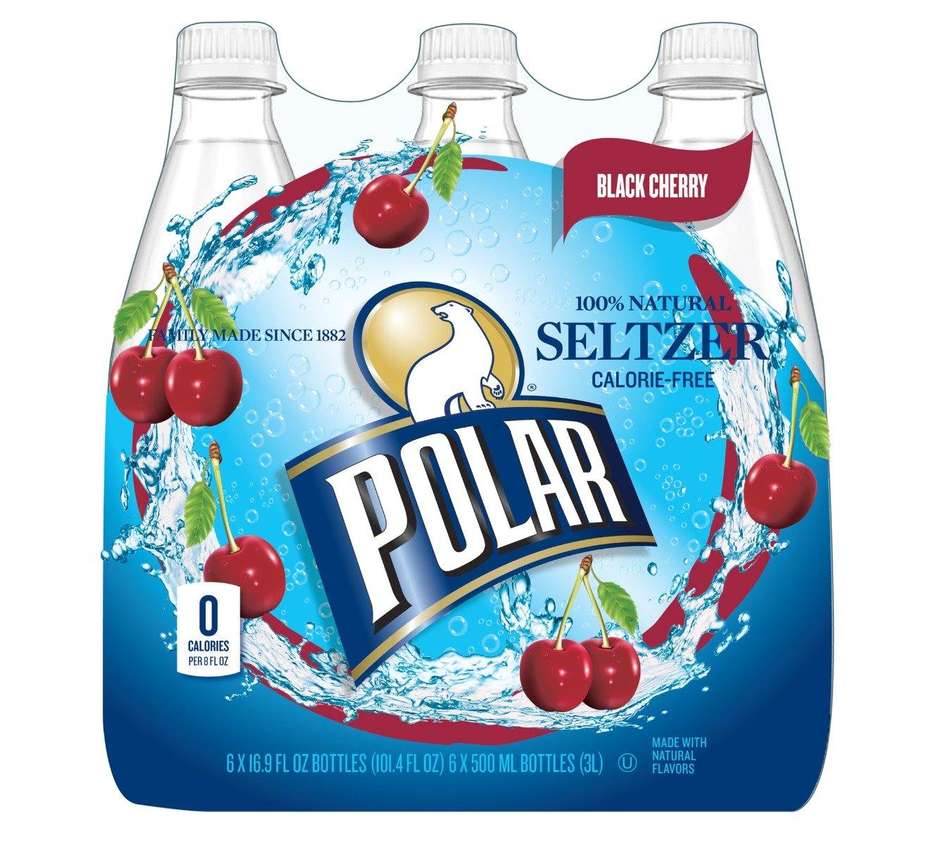 Polar Black Cherry Seltzer Water 500ml (16.9oz) Bottles ( Pack of 24)