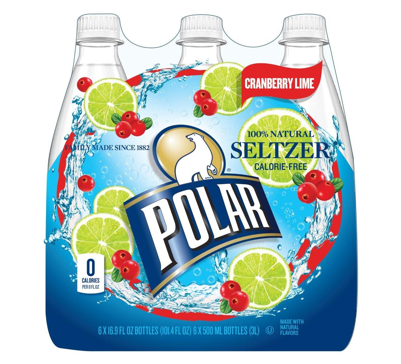 Polar Cranberry Lime Seltzer Water 500ml (16.9oz) Bottles ( Pack of 24)