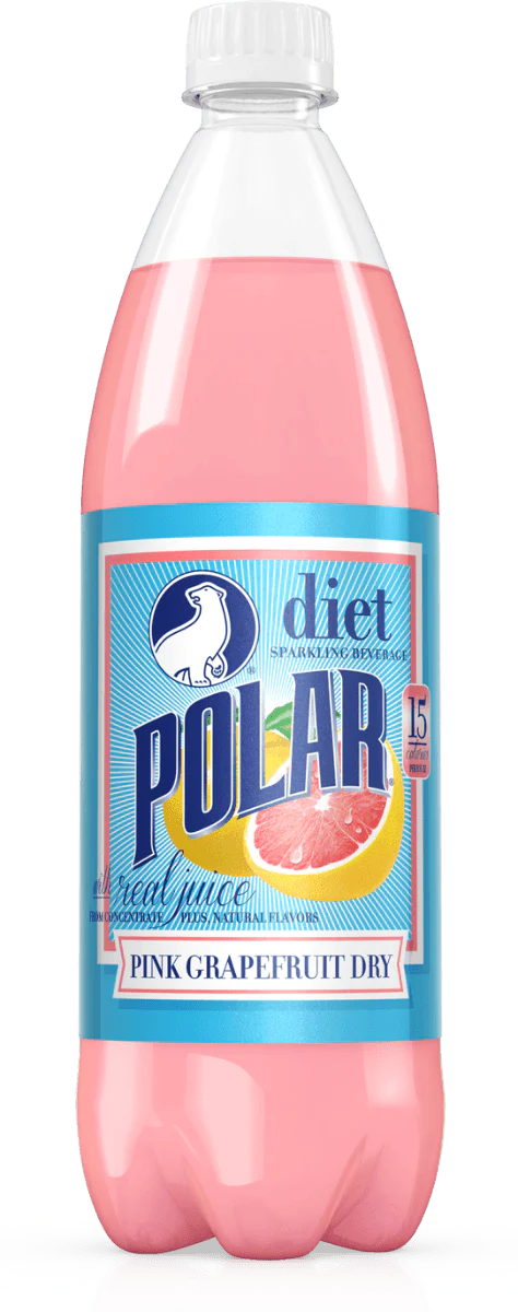 Polar Diet Pink Grapefruit Dry Sparkling Beverage 1 Liter Bottles (Pack of 12)