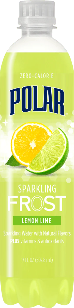 Polar Frost Lemon Lime Sparkling Water 17oz Bottles (Pack of 12)