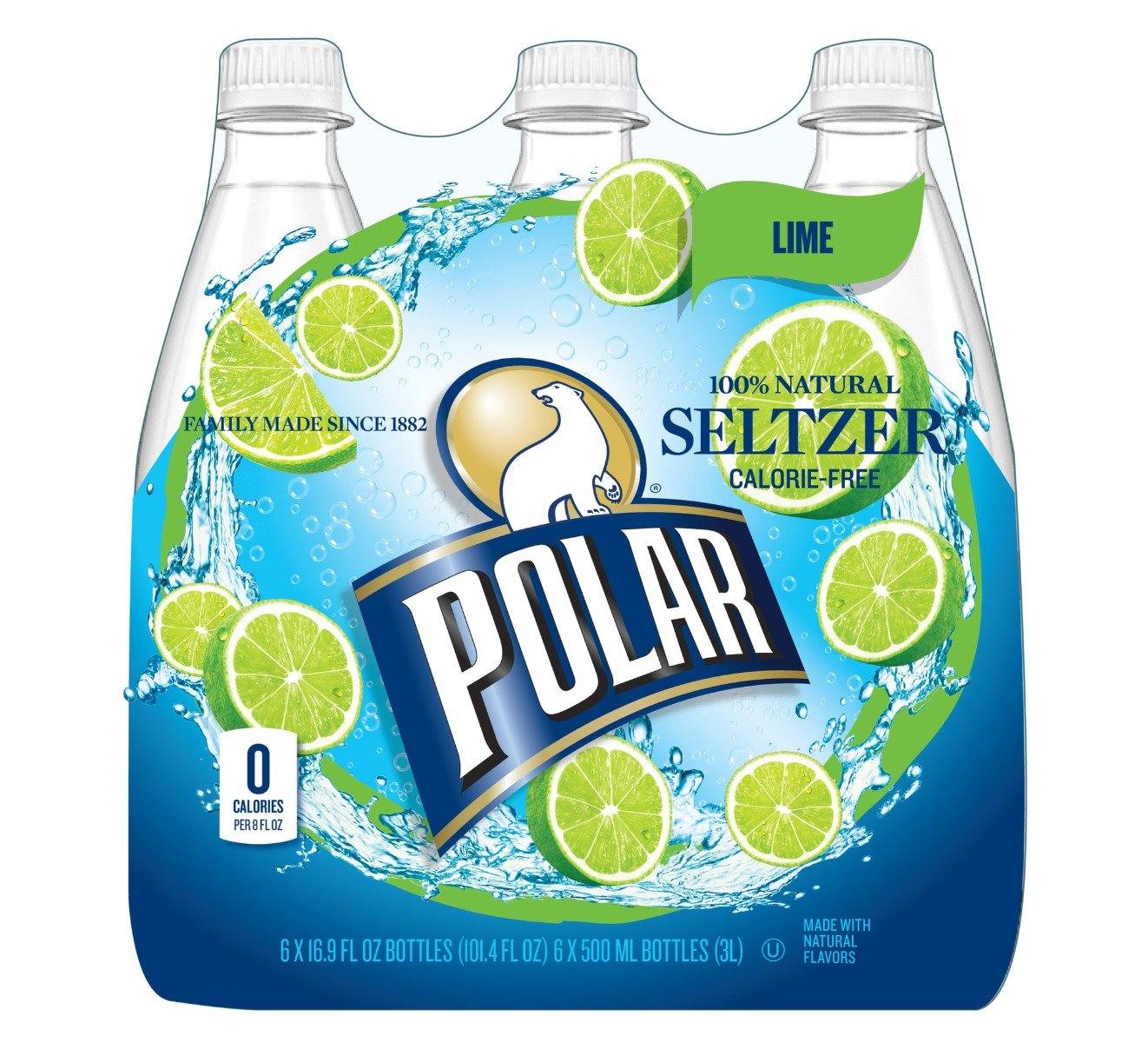 Polar Lime Seltzer Water 500ml (16.9oz) Bottles ( Pack of 24)