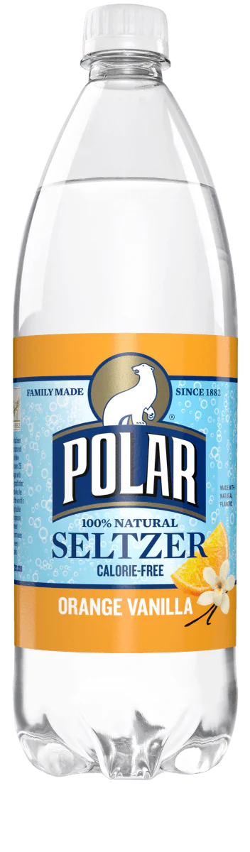 Polar Orange Vanilla Seltzer Water 1 Liter Bottles (Pack of 12)