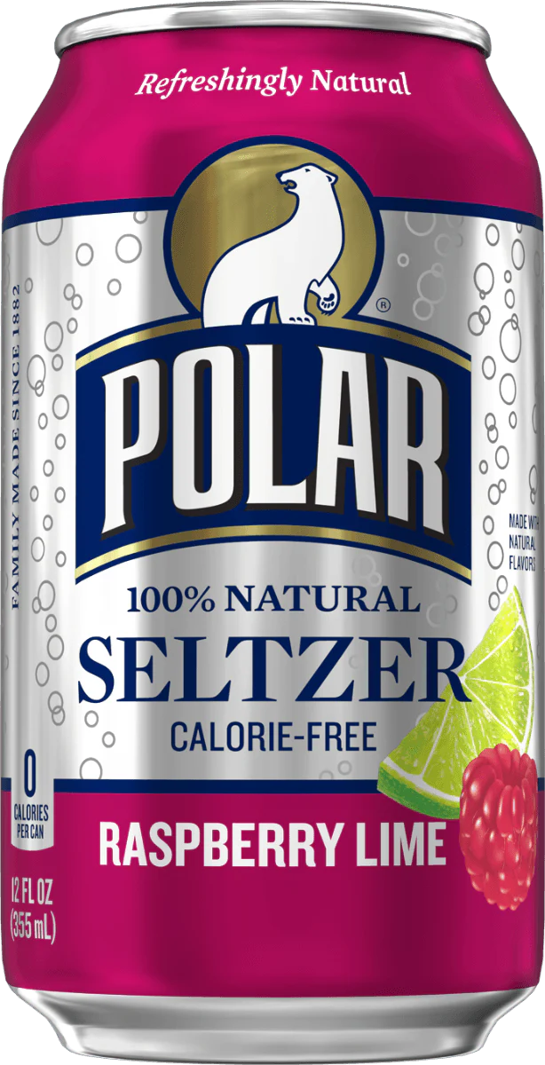 Polar Raspberry Lime Seltzer Water 12oz Cans (Pack of 24)