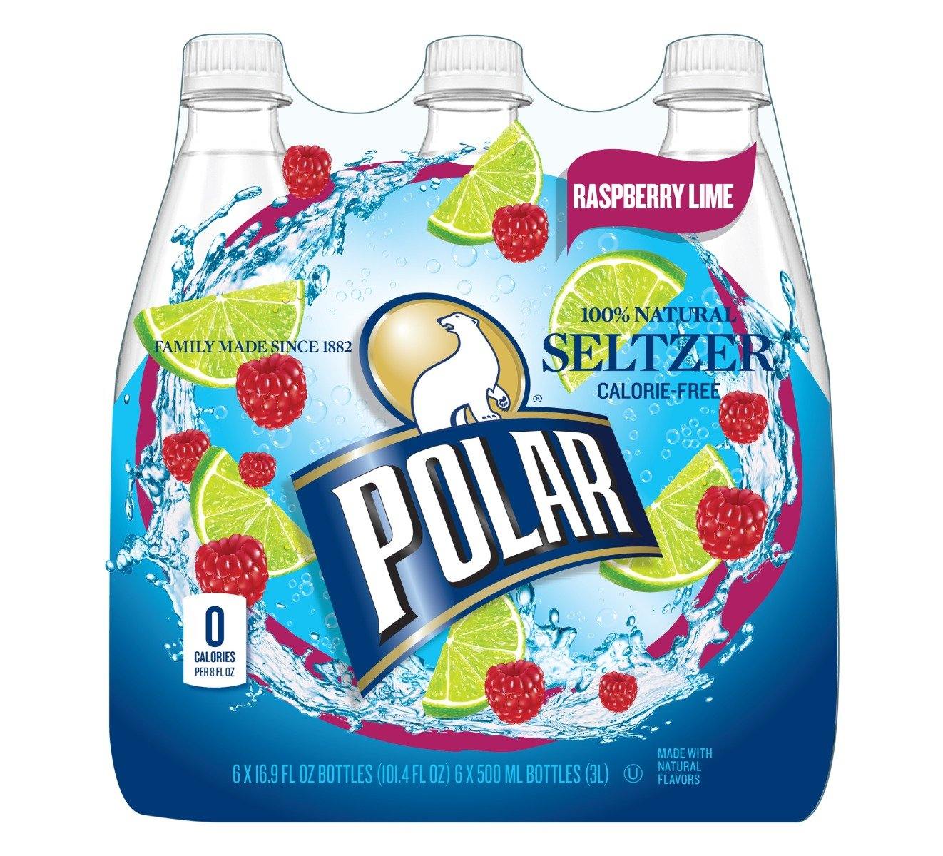 Polar Raspberry Lime Seltzer Water 500ml (16.9oz) Bottles ( Pack of 24)