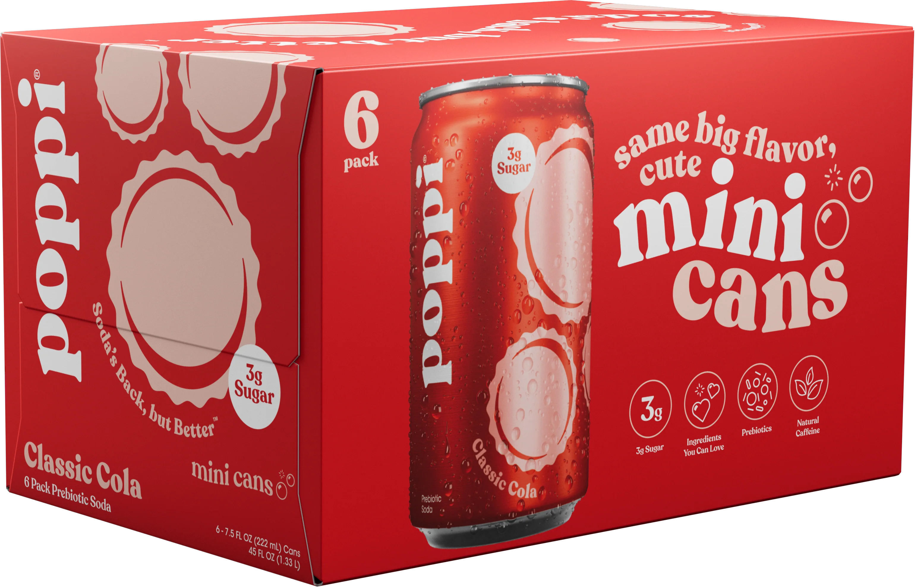 Poppi Prebiotic Soda, Classic Cola, 7.5oz Mini Cans - Multi-Pack