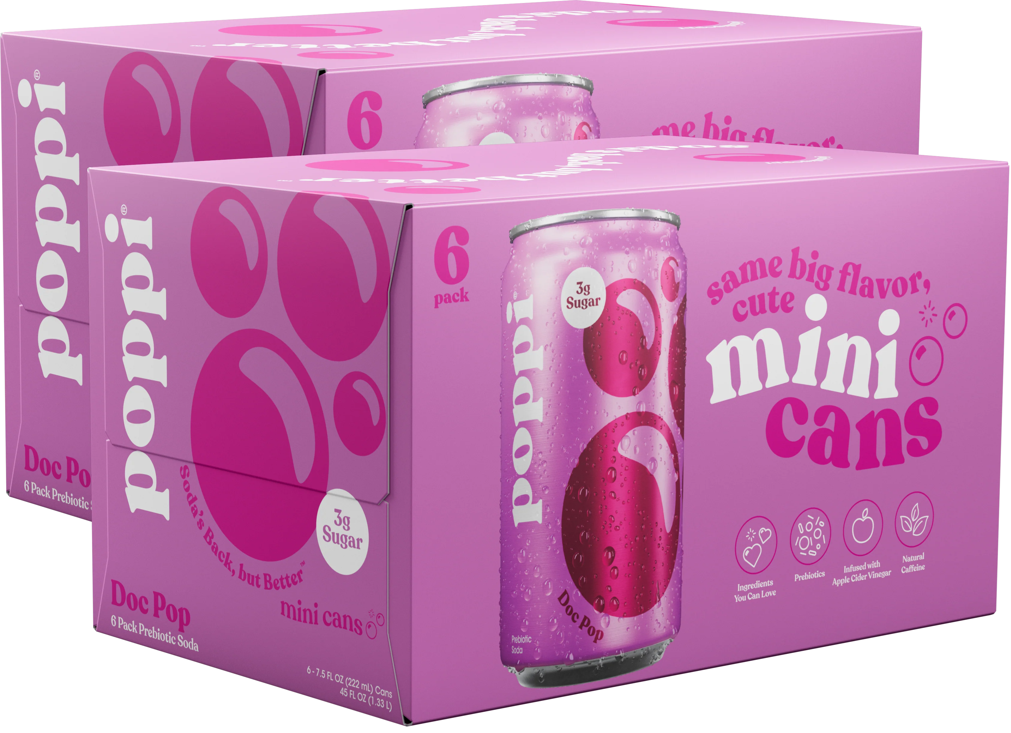 Poppi Prebiotic Soda, Doc Pop, 7.5oz Mini Cans - Multi-Pack - Image 2