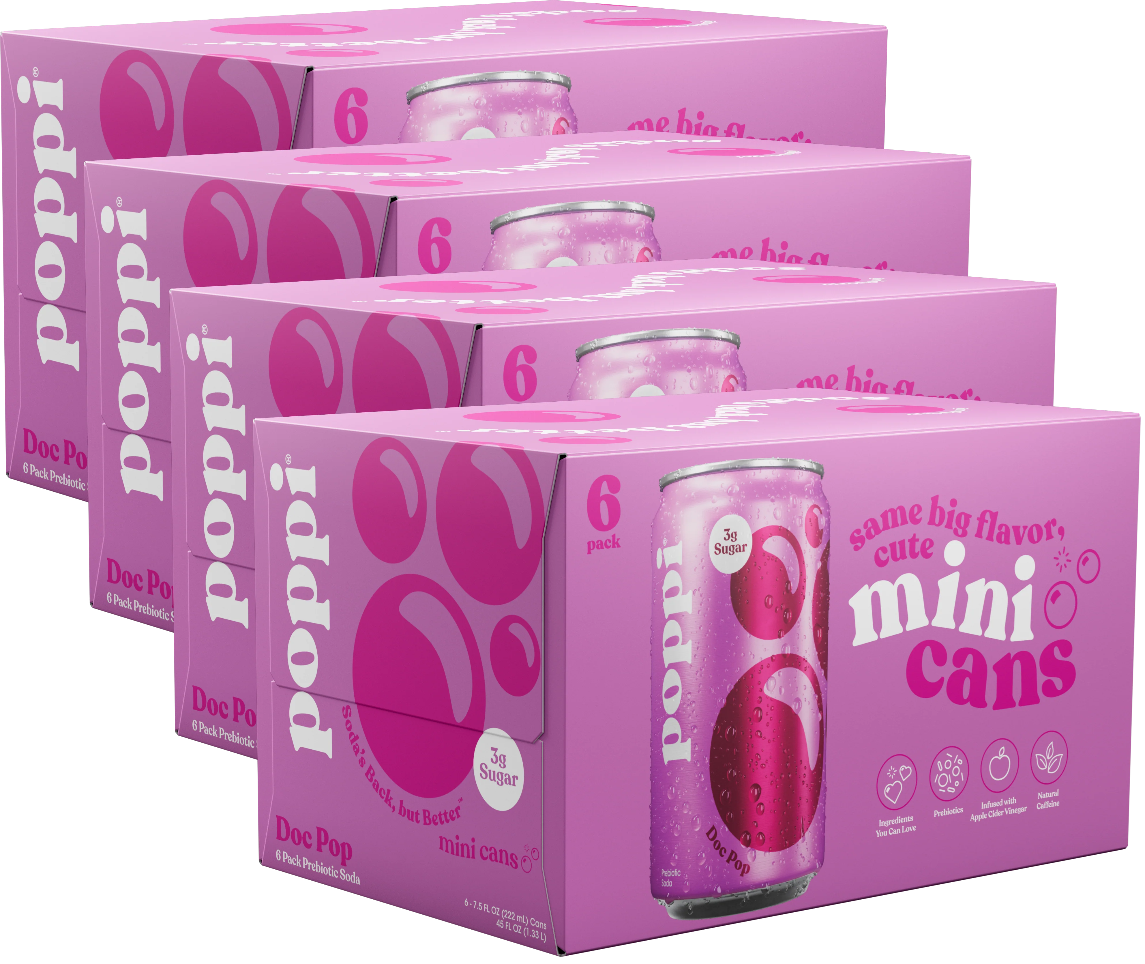 Poppi Prebiotic Soda, Doc Pop, 7.5oz Mini Cans - Multi-Pack - Image 3